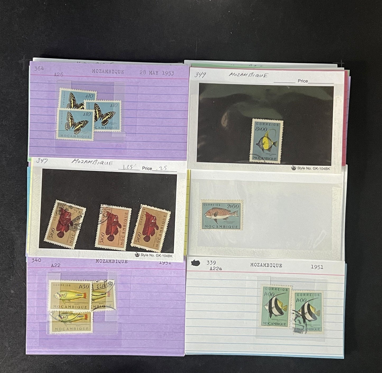 Mozambique Stamp Collection Dealer Cards $106 CV Mint & Used ZAYIX
