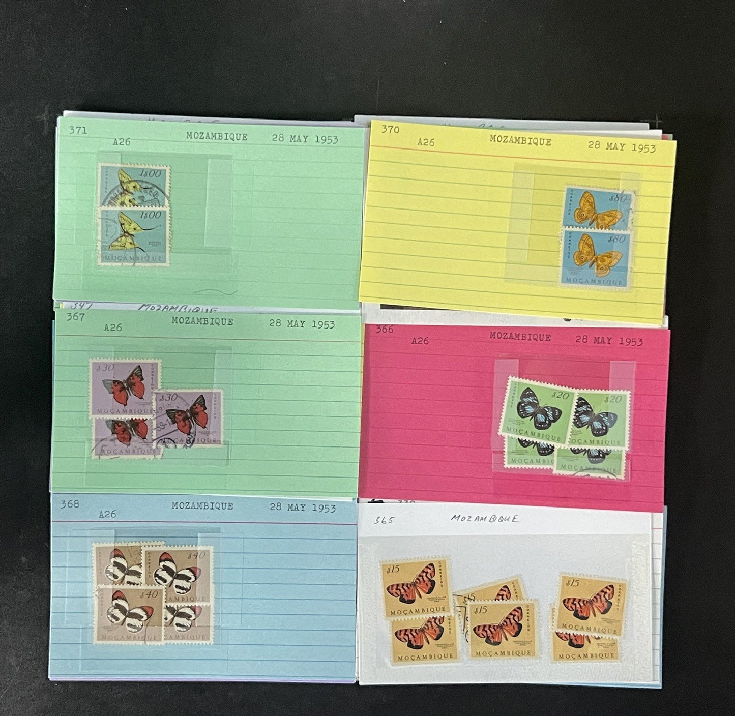 Mozambique Stamp Collection Dealer Cards $106 CV Mint & Used ZAYIX