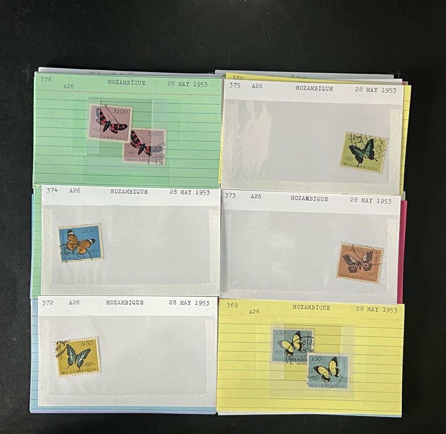 Mozambique Stamp Collection Dealer Cards $106 CV Mint & Used ZAYIX