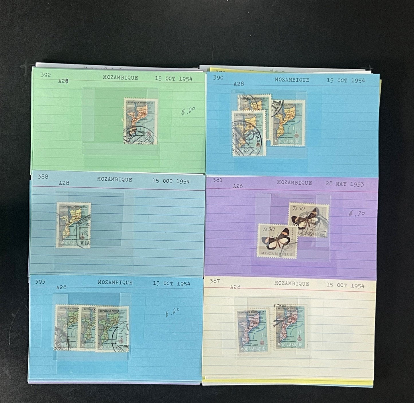 Mozambique Stamp Collection Dealer Cards $106 CV Mint & Used ZAYIX