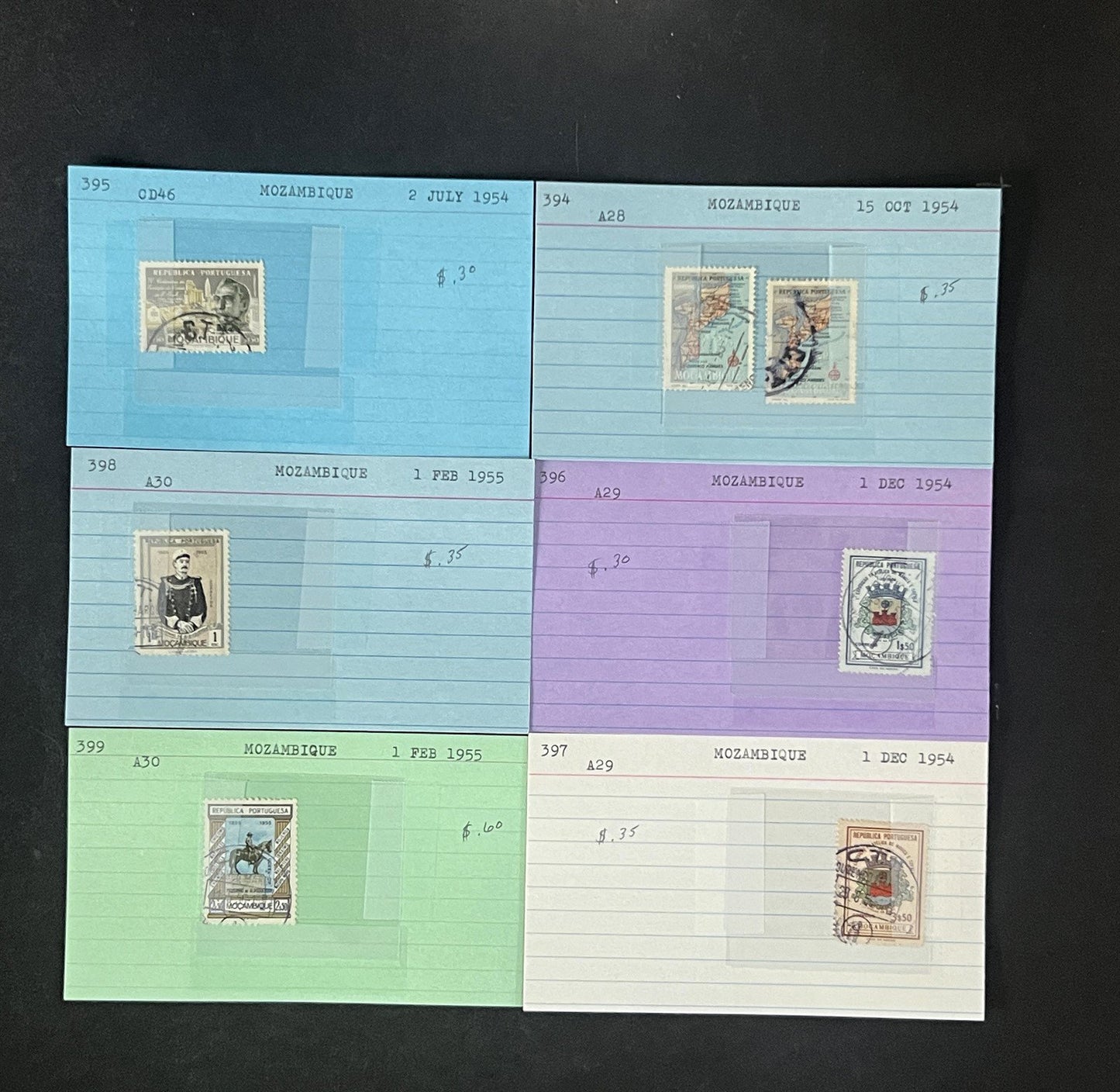 Mozambique Stamp Collection Dealer Cards $106 CV Mint & Used ZAYIX