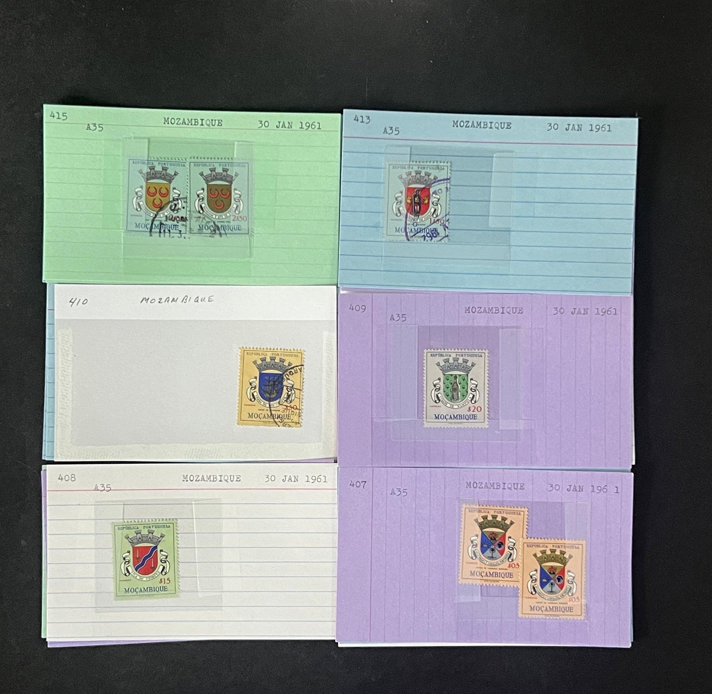 Mozambique Stamp Collection Dealer Cards $106 CV Mint & Used ZAYIX
