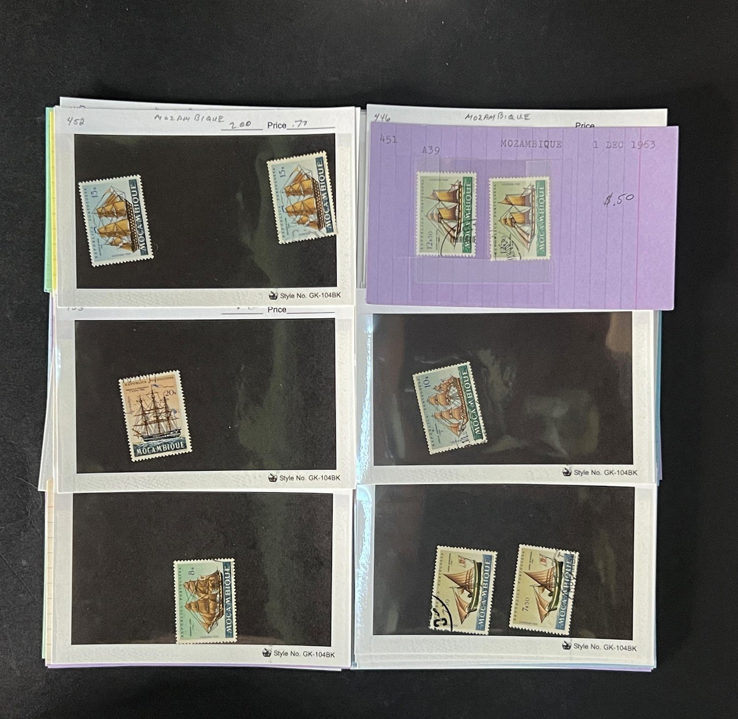Mozambique Stamp Collection Dealer Cards $106 CV Mint & Used ZAYIX