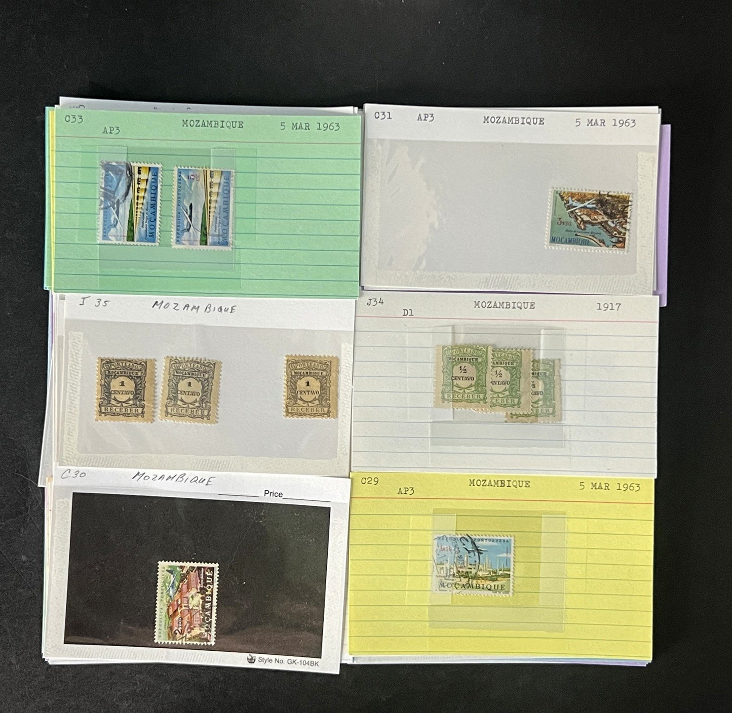 Mozambique Stamp Collection Dealer Cards $106 CV Mint & Used ZAYIX