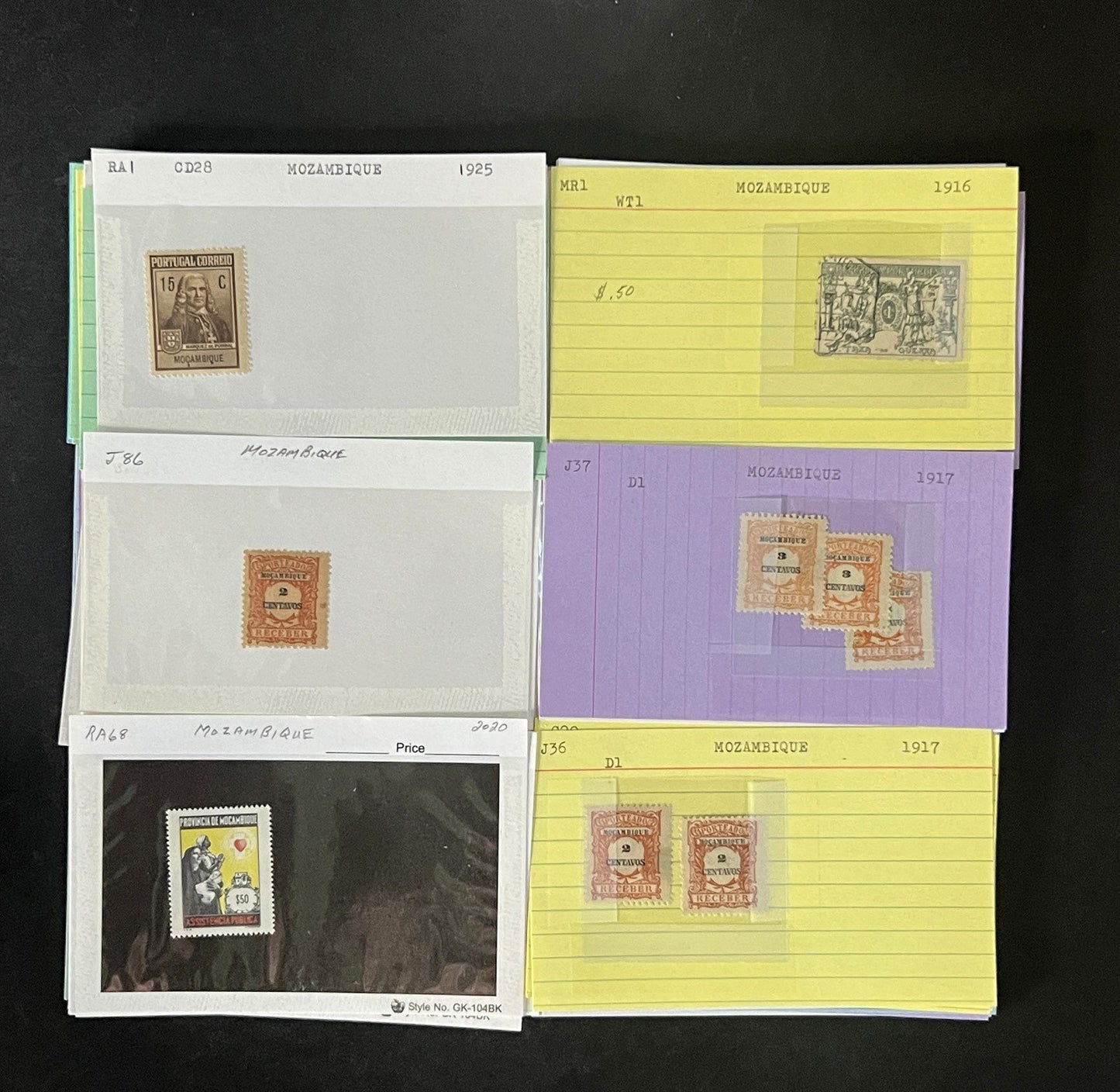Mozambique Stamp Collection Dealer Cards $106 CV Mint & Used ZAYIX