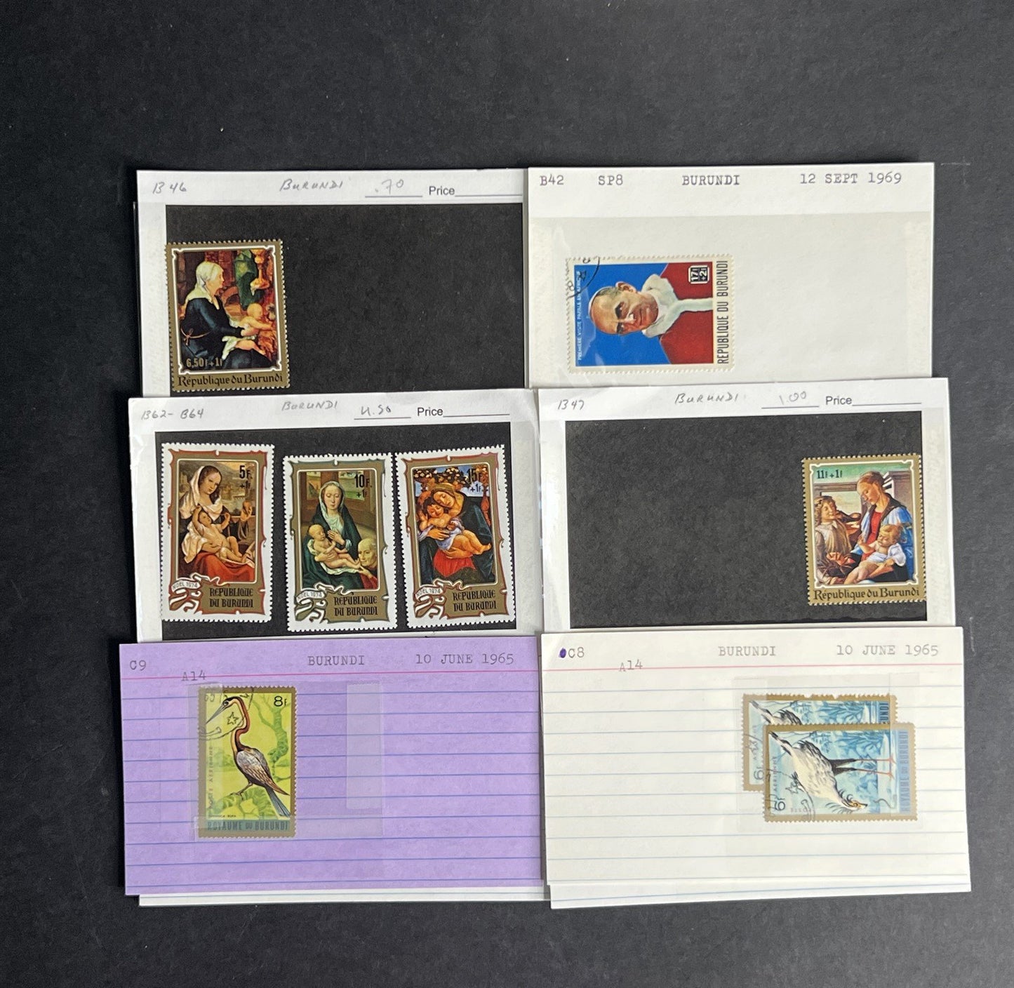Burundi Stamp Collection Dealer Cards $152 CV Mint & Used ZAYIX