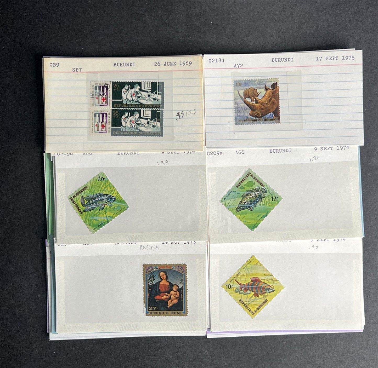 Burundi Stamp Collection Dealer Cards $152 CV Mint & Used ZAYIX