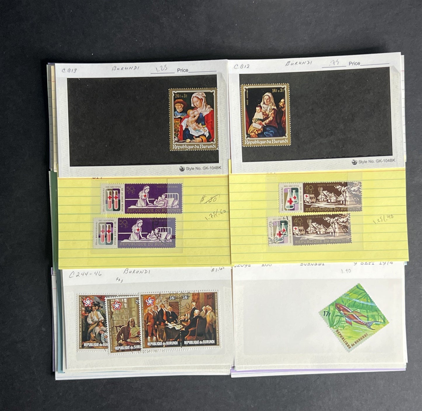 Burundi Stamp Collection Dealer Cards $152 CV Mint & Used ZAYIX