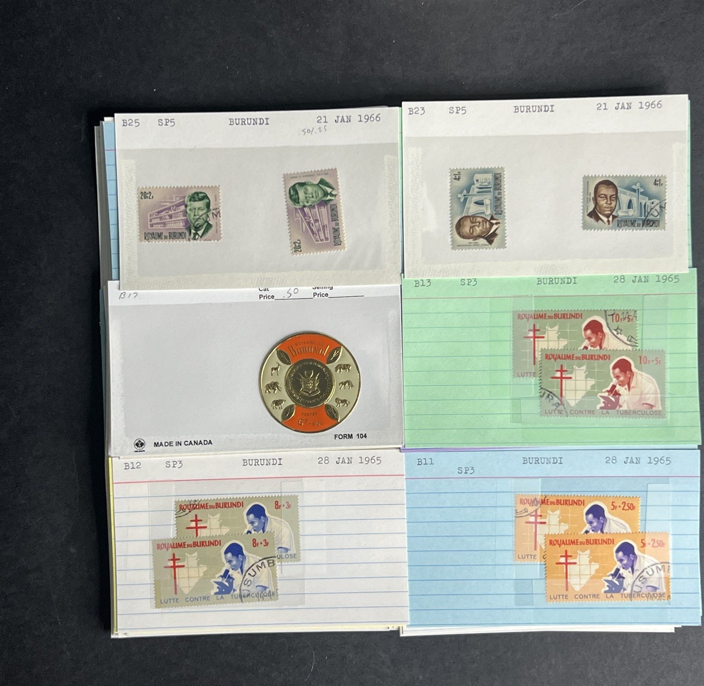 Burundi Stamp Collection Dealer Cards $152 CV Mint & Used ZAYIX