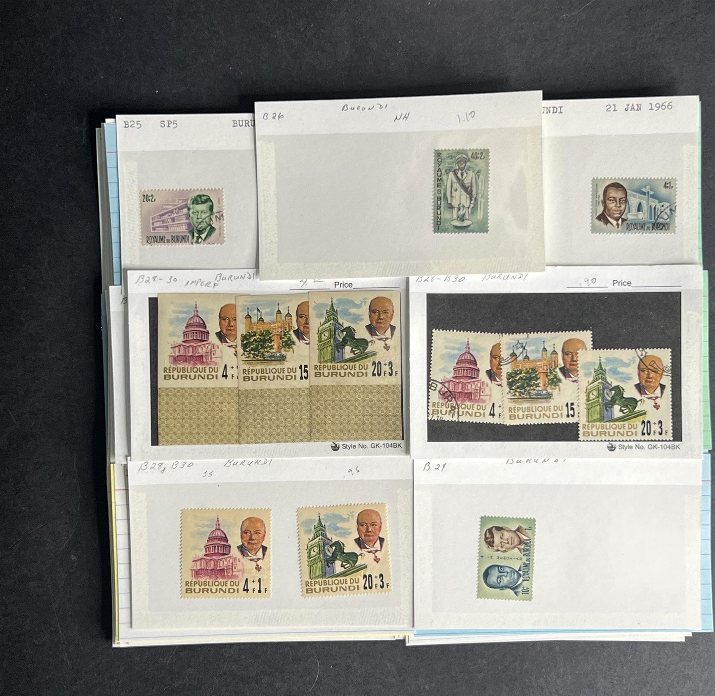 Burundi Stamp Collection Dealer Cards $152 CV Mint & Used ZAYIX