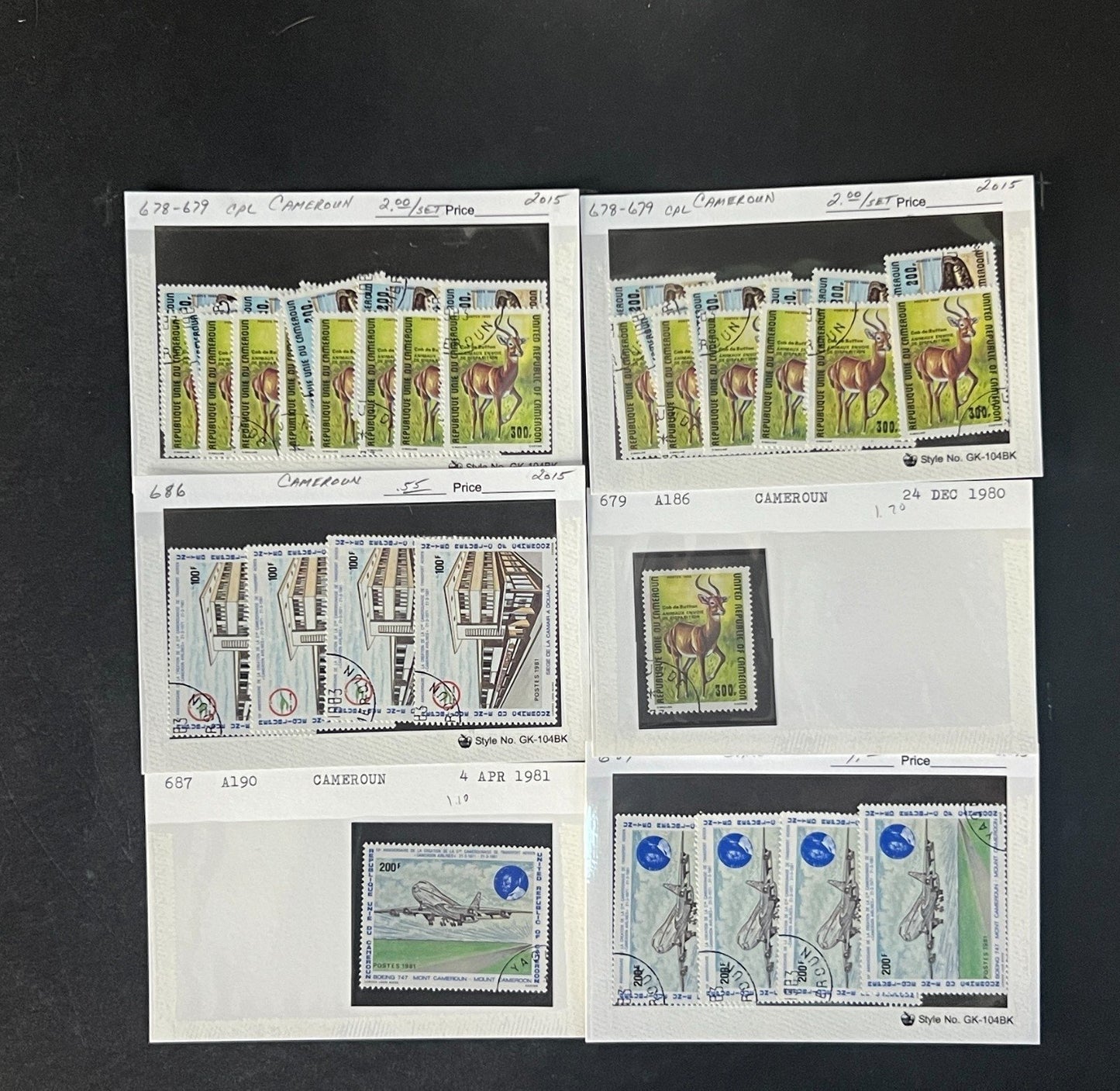 Cameroun Stamp Collection Dealer Cards $111 CV Mint & Used ZAYIX