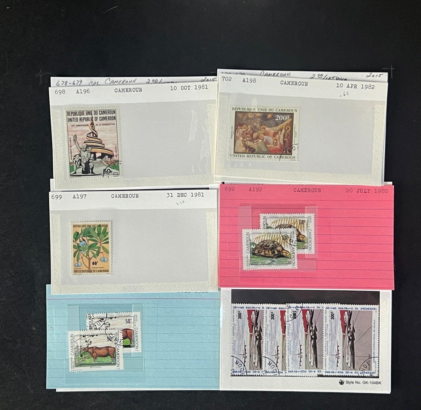 Cameroun Stamp Collection Dealer Cards $111 CV Mint & Used ZAYIX