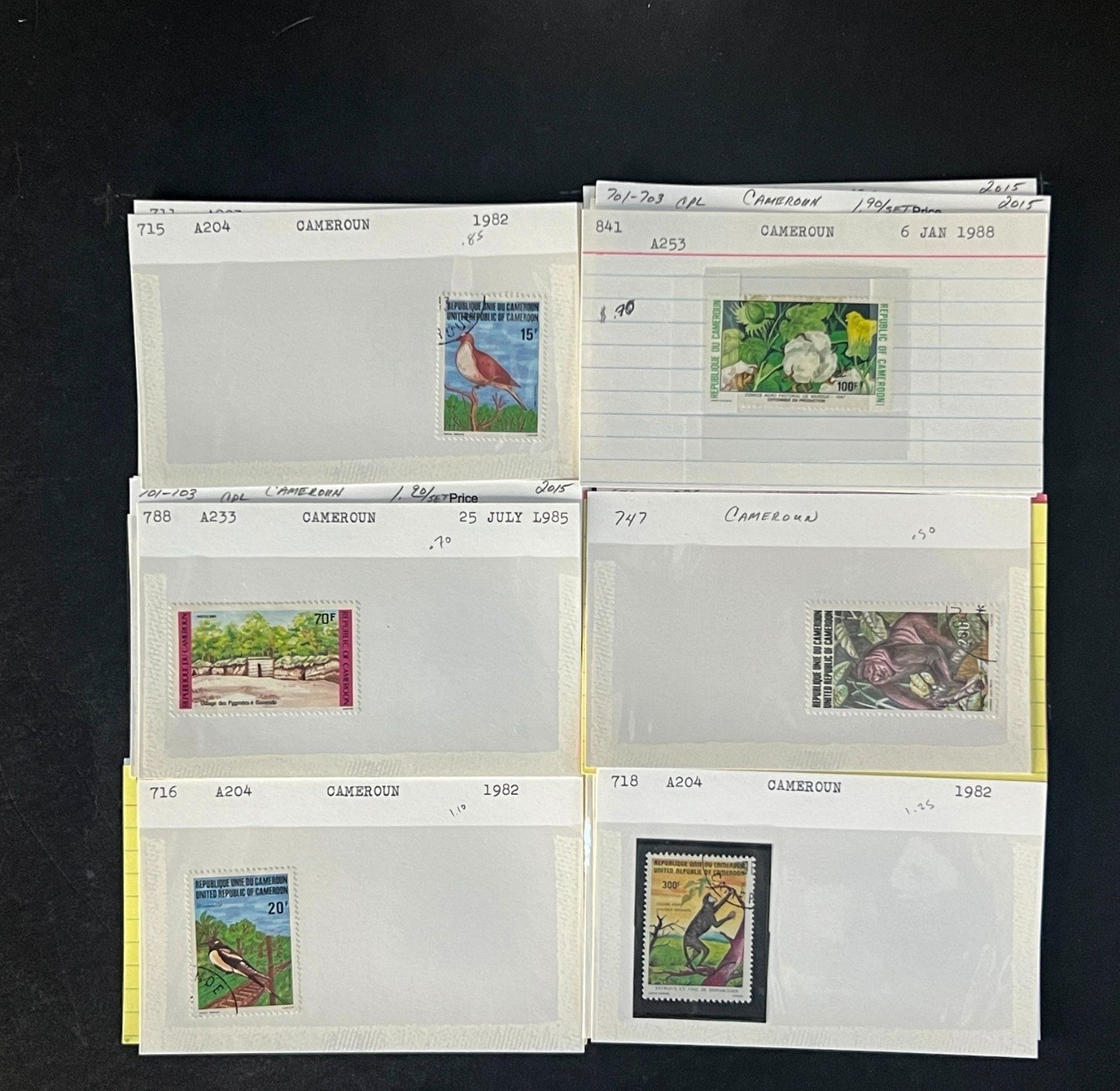 Cameroun Stamp Collection Dealer Cards $111 CV Mint & Used ZAYIX