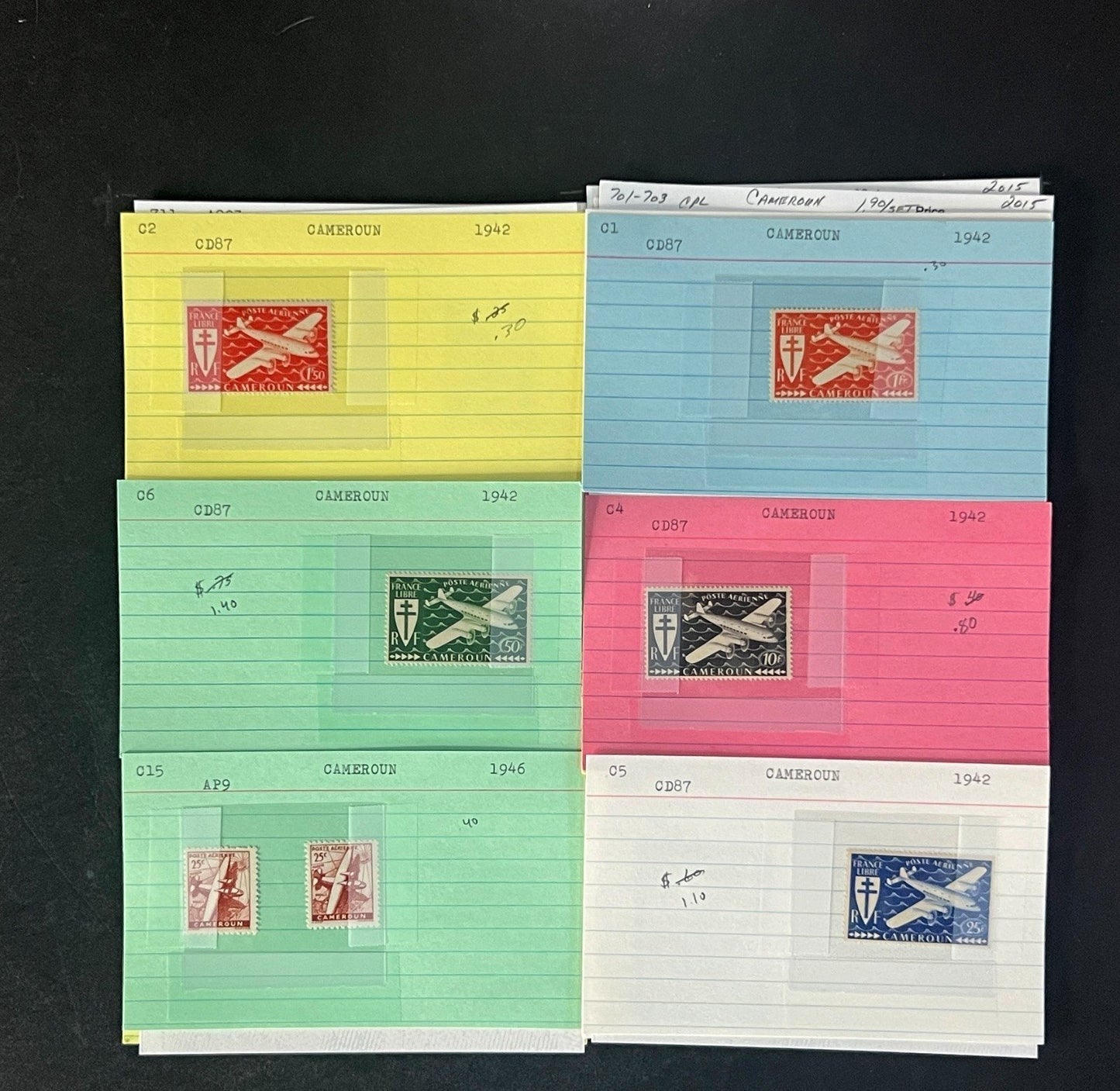 Cameroun Stamp Collection Dealer Cards $111 CV Mint & Used ZAYIX
