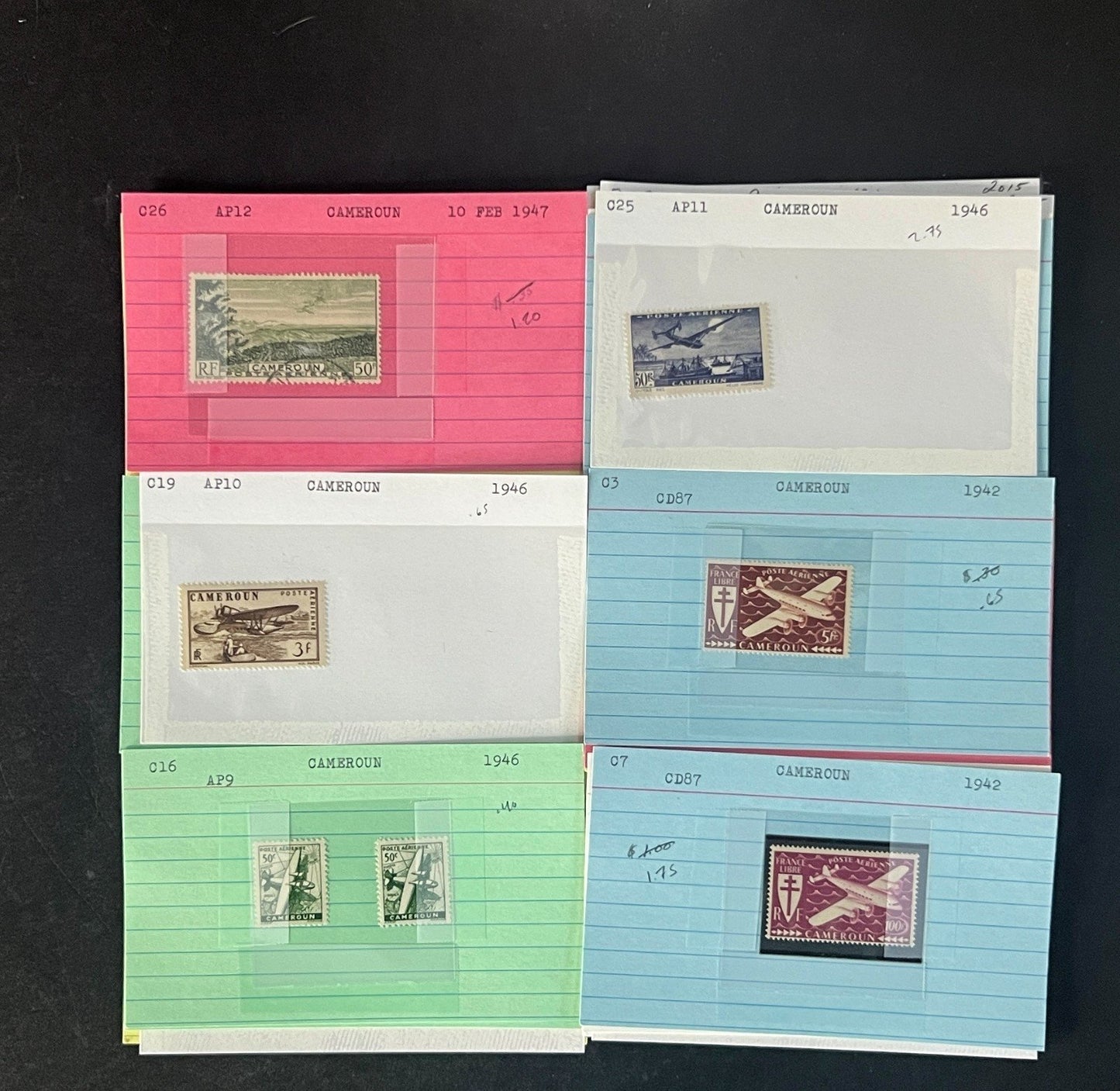 Cameroun Stamp Collection Dealer Cards $111 CV Mint & Used ZAYIX