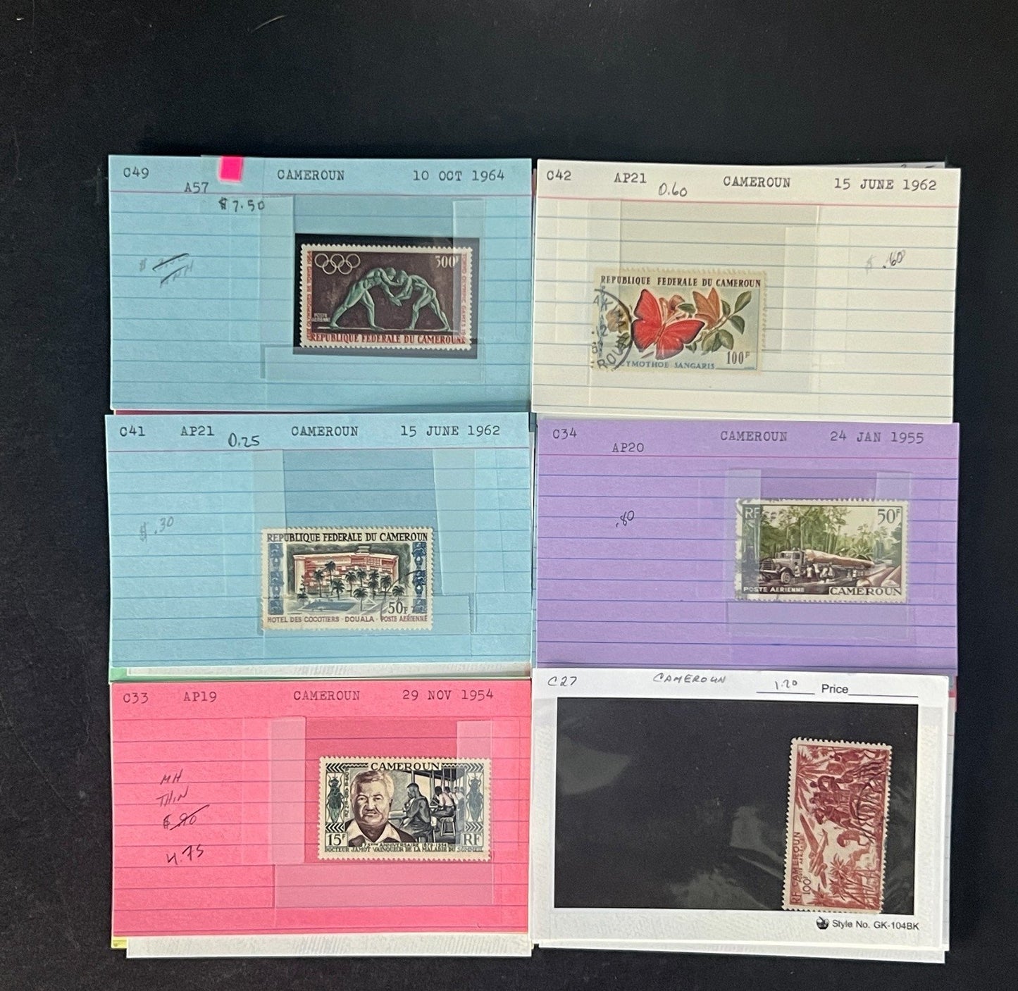 Cameroun Stamp Collection Dealer Cards $111 CV Mint & Used ZAYIX