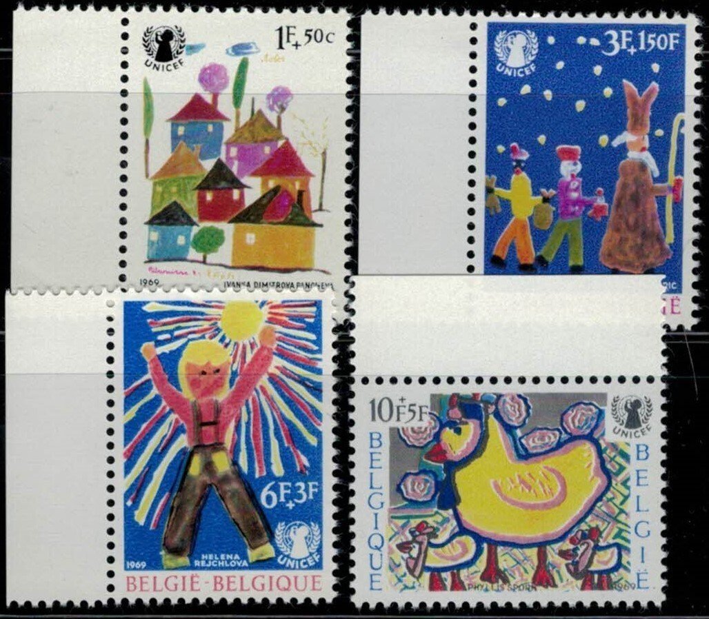 Belgium B841-B844 MNH Art Children's Drawings Birds UNICEF ZAYIX 031222S65M