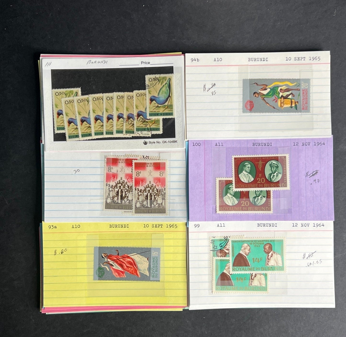 Burundi Stamp Collection Dealer Cards $280 CV Mint & Used ZAYIX
