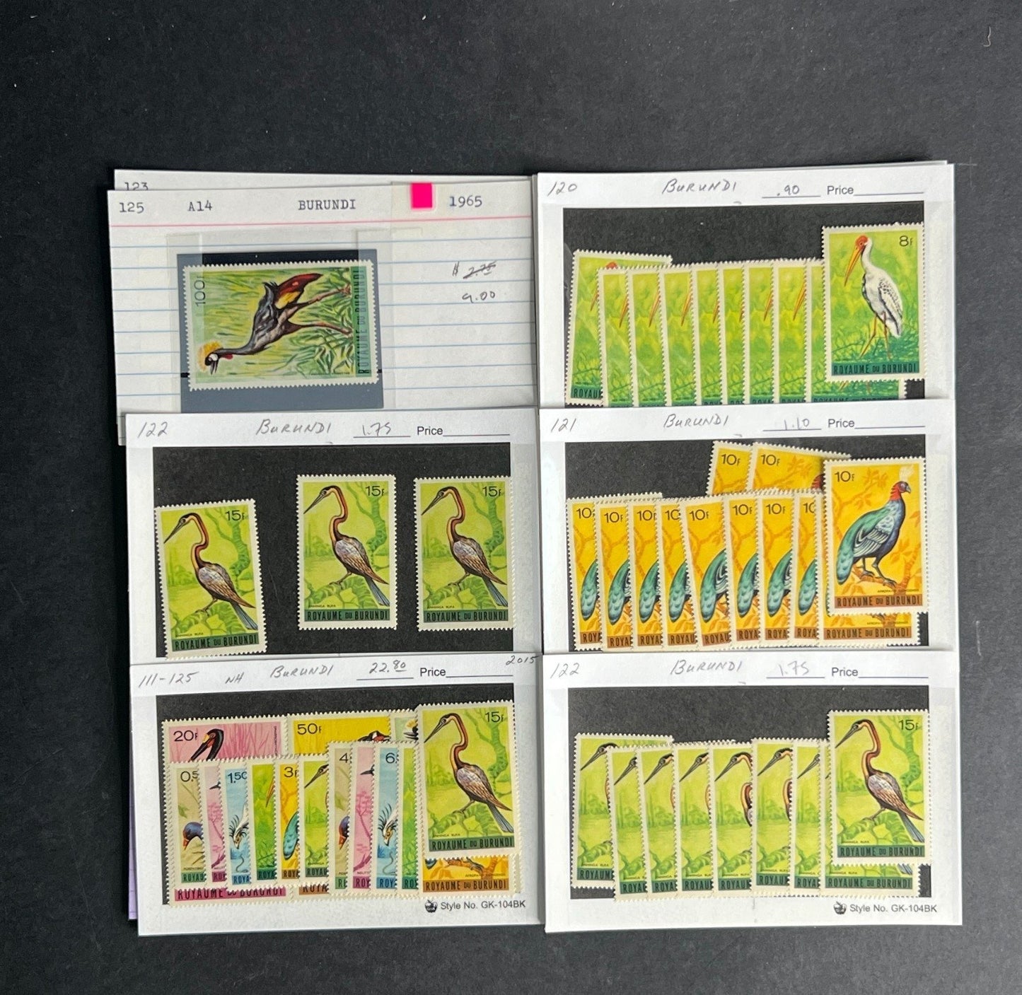 Burundi Stamp Collection Dealer Cards $280 CV Mint & Used ZAYIX