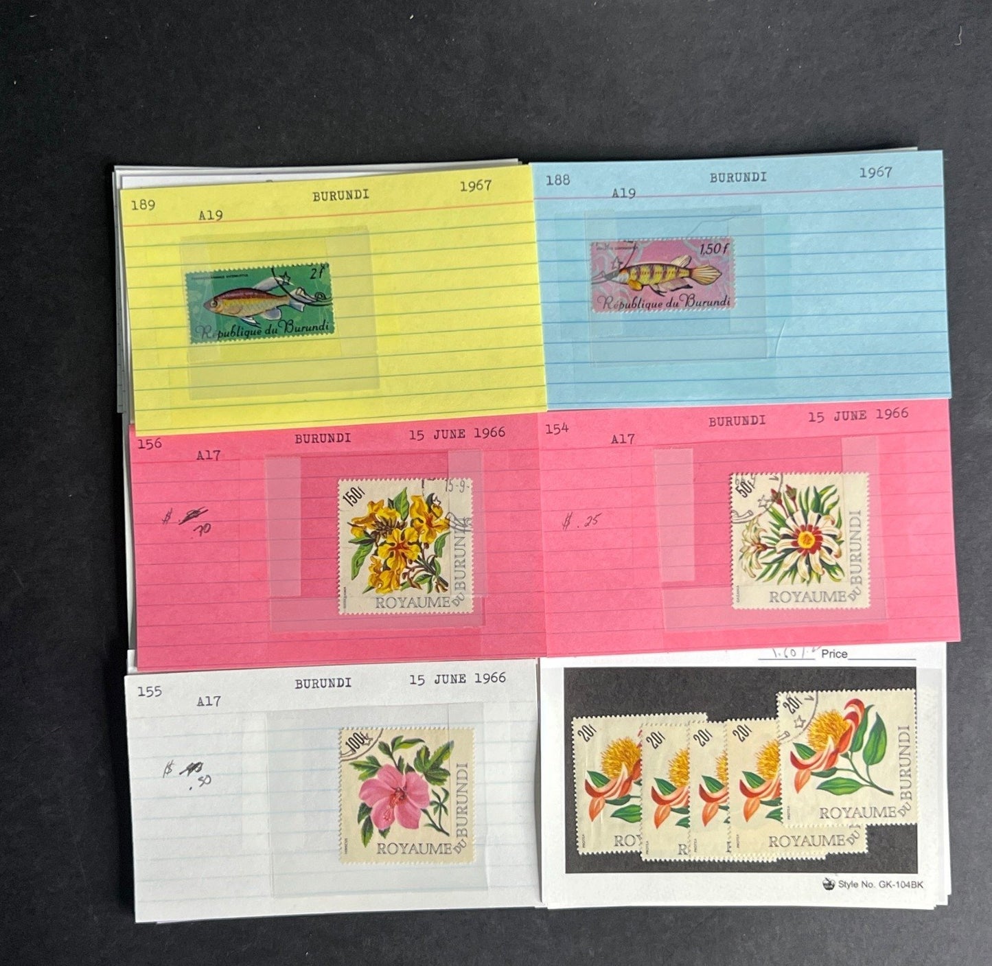 Burundi Stamp Collection Dealer Cards $280 CV Mint & Used ZAYIX