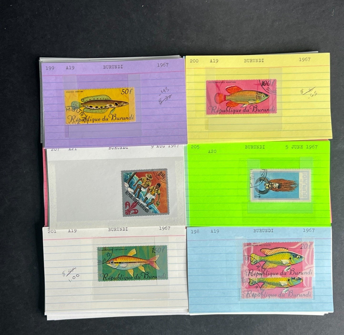 Burundi Stamp Collection Dealer Cards $280 CV Mint & Used ZAYIX