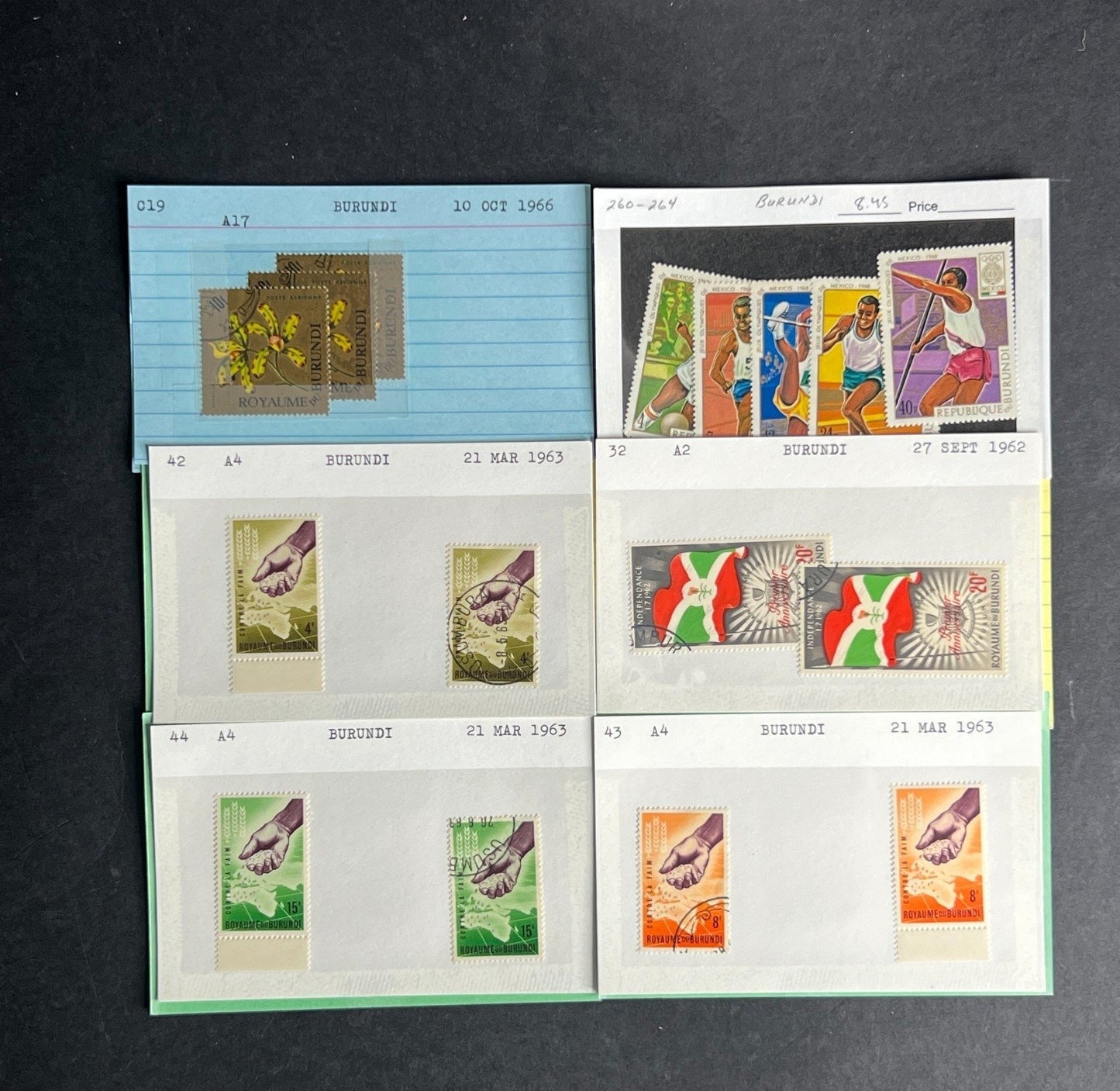 Burundi Stamp Collection Dealer Cards $280 CV Mint & Used ZAYIX