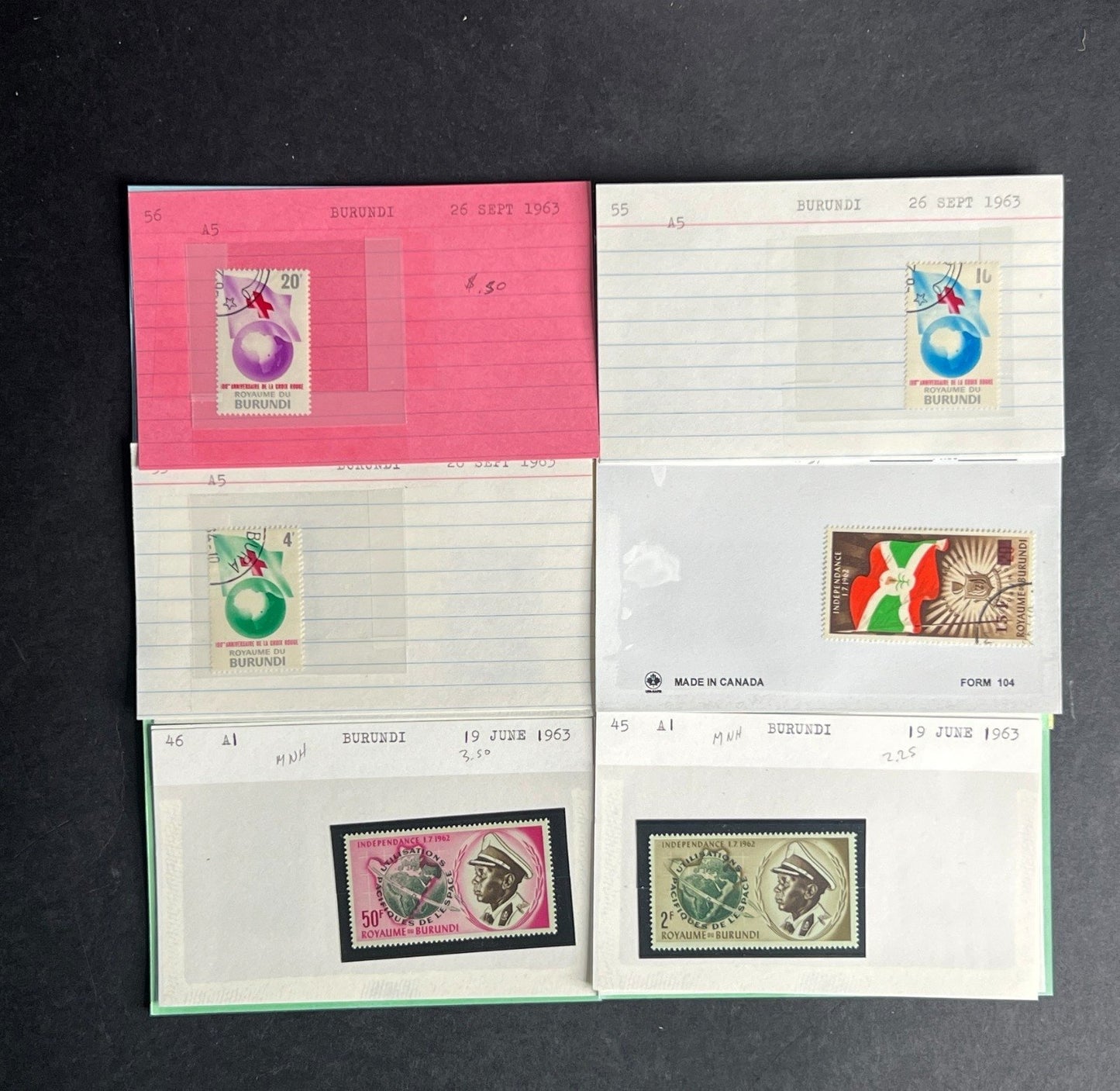 Burundi Stamp Collection Dealer Cards $280 CV Mint & Used ZAYIX