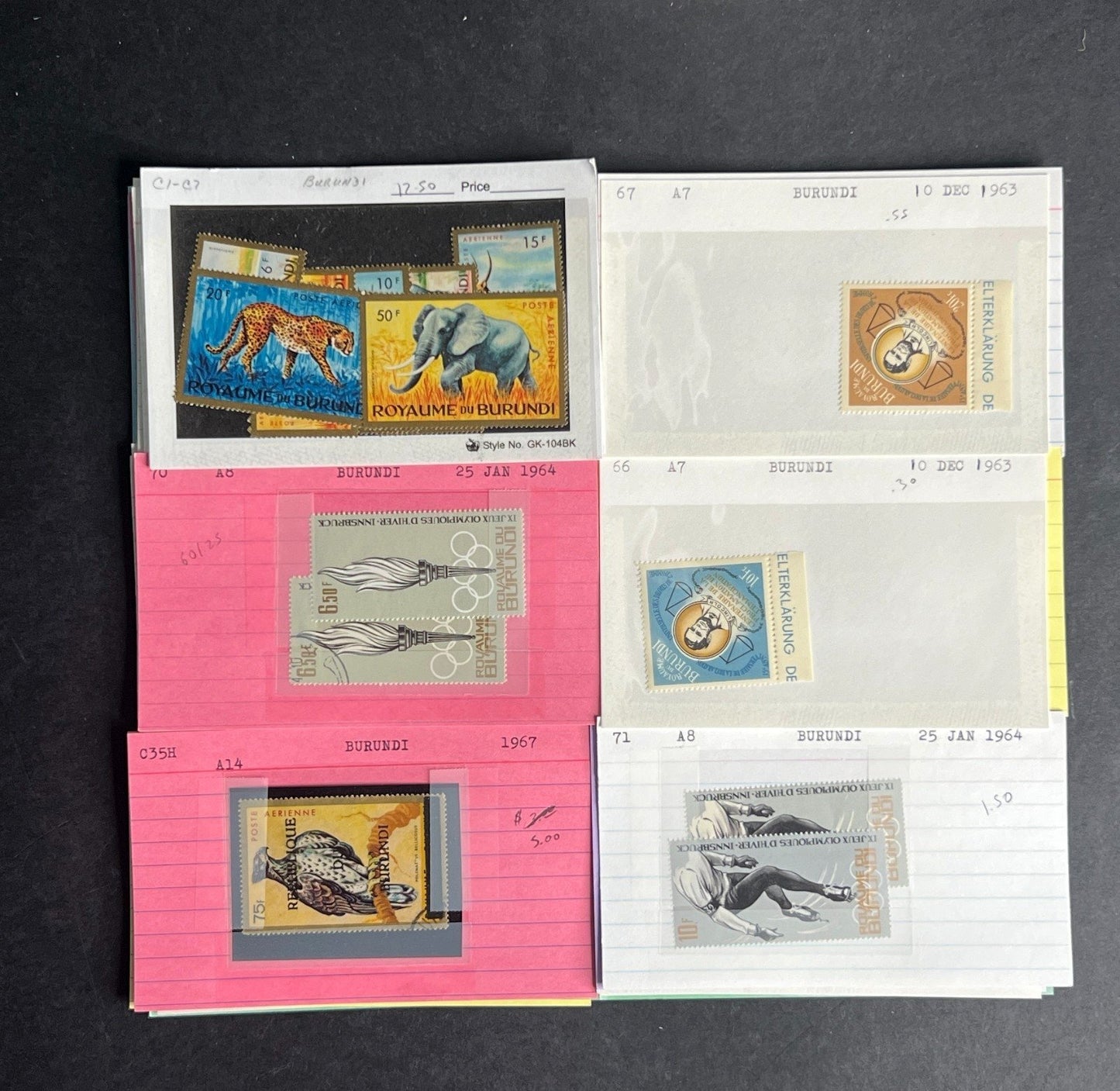 Burundi Stamp Collection Dealer Cards $280 CV Mint & Used ZAYIX
