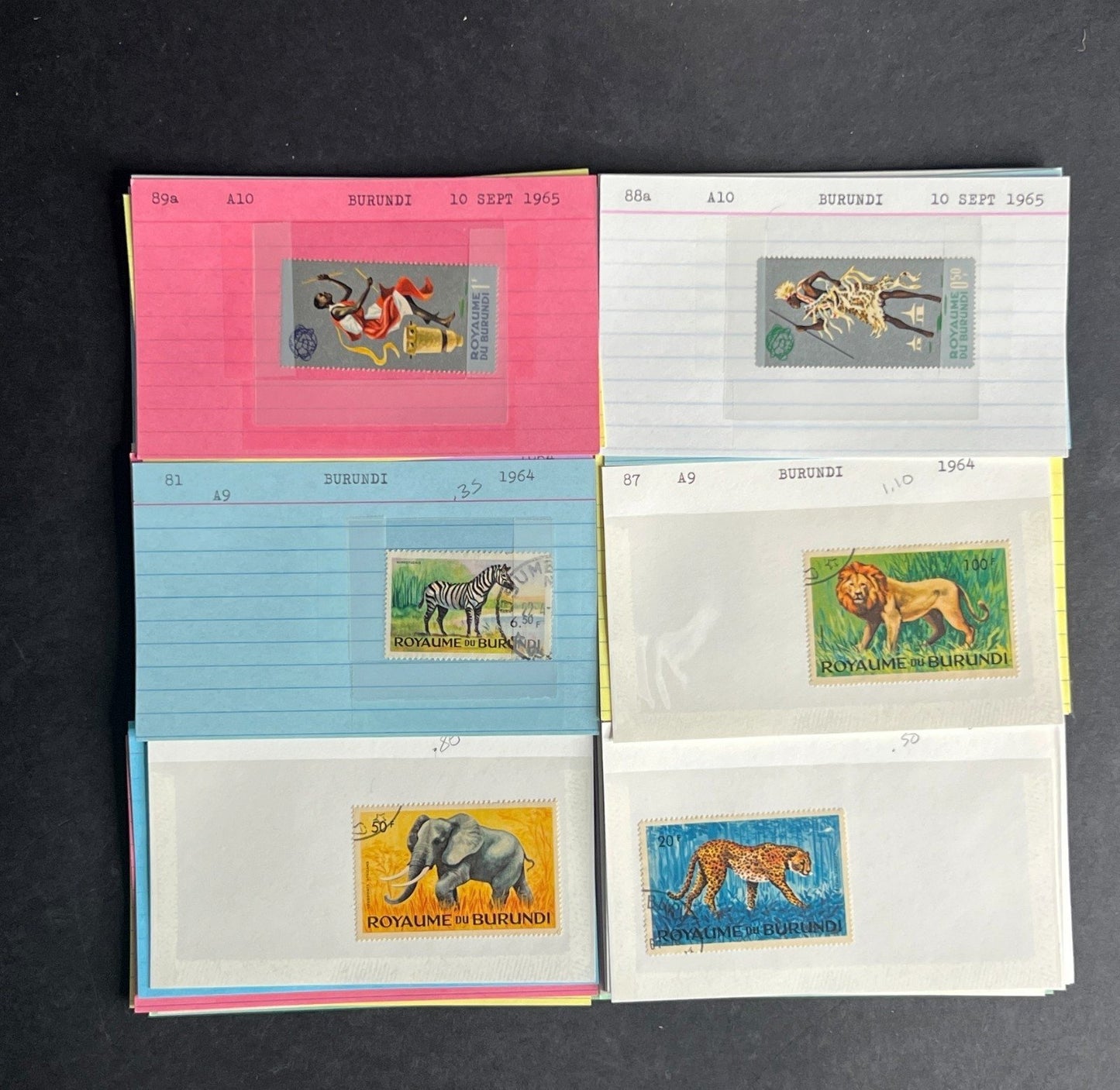 Burundi Stamp Collection Dealer Cards $280 CV Mint & Used ZAYIX