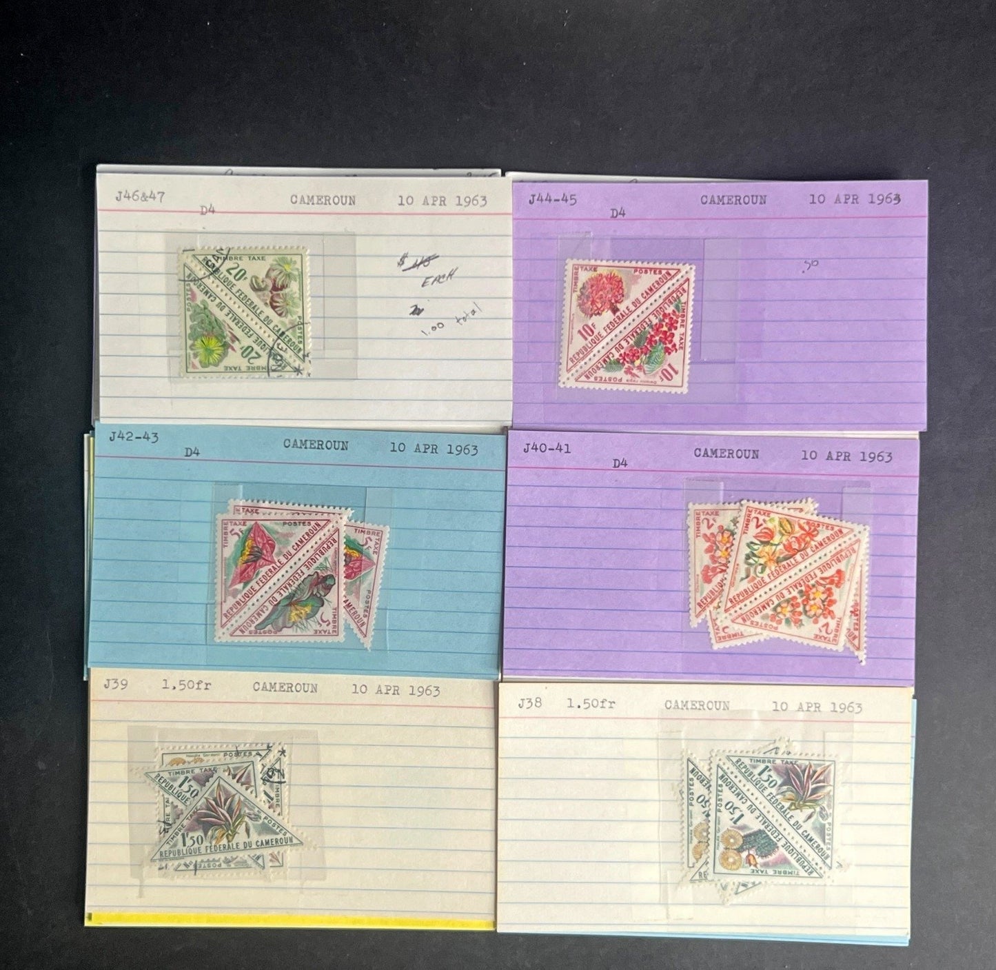 Cameroun Stamp Collection Dealer Cards $59 CV Mint & Used ZAYIX
