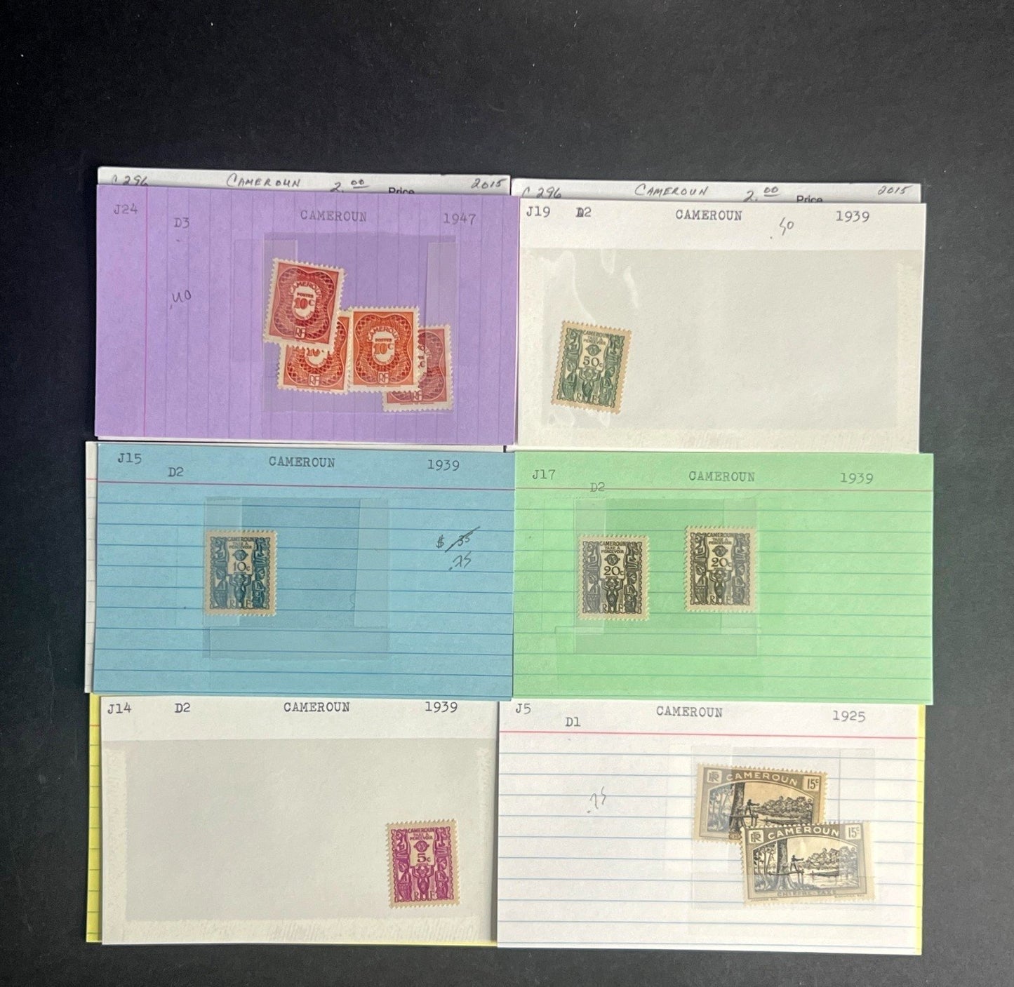 Cameroun Stamp Collection Dealer Cards $59 CV Mint & Used ZAYIX