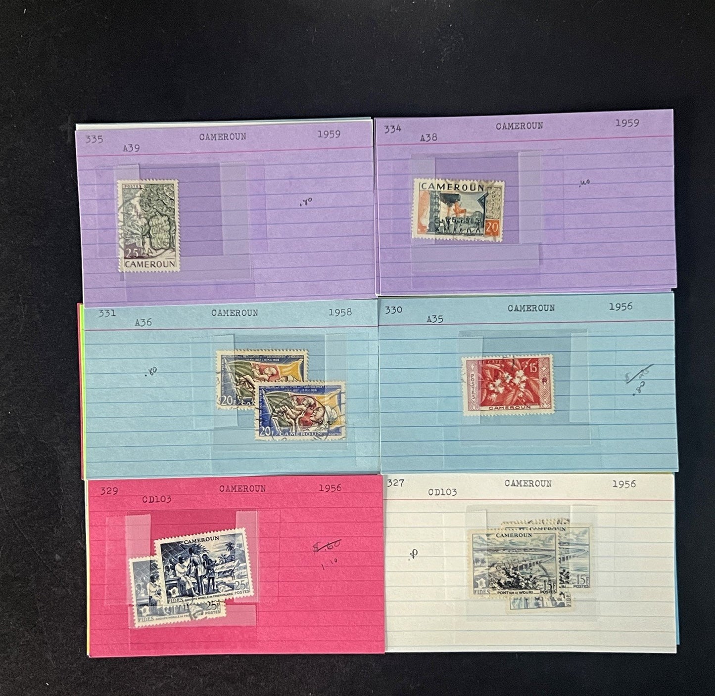 Cameroun Stamp Collection Dealer Cards $188 CV Mint & Used ZAYIX