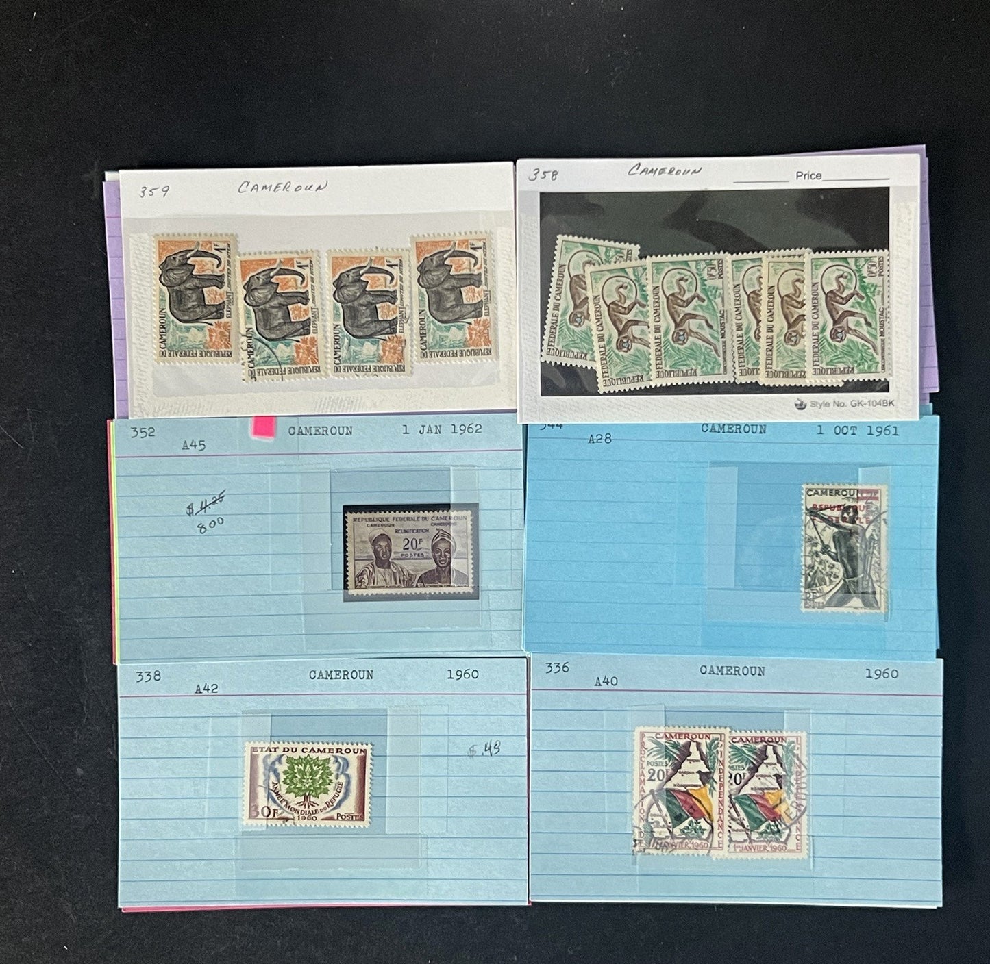 Cameroun Stamp Collection Dealer Cards $188 CV Mint & Used ZAYIX