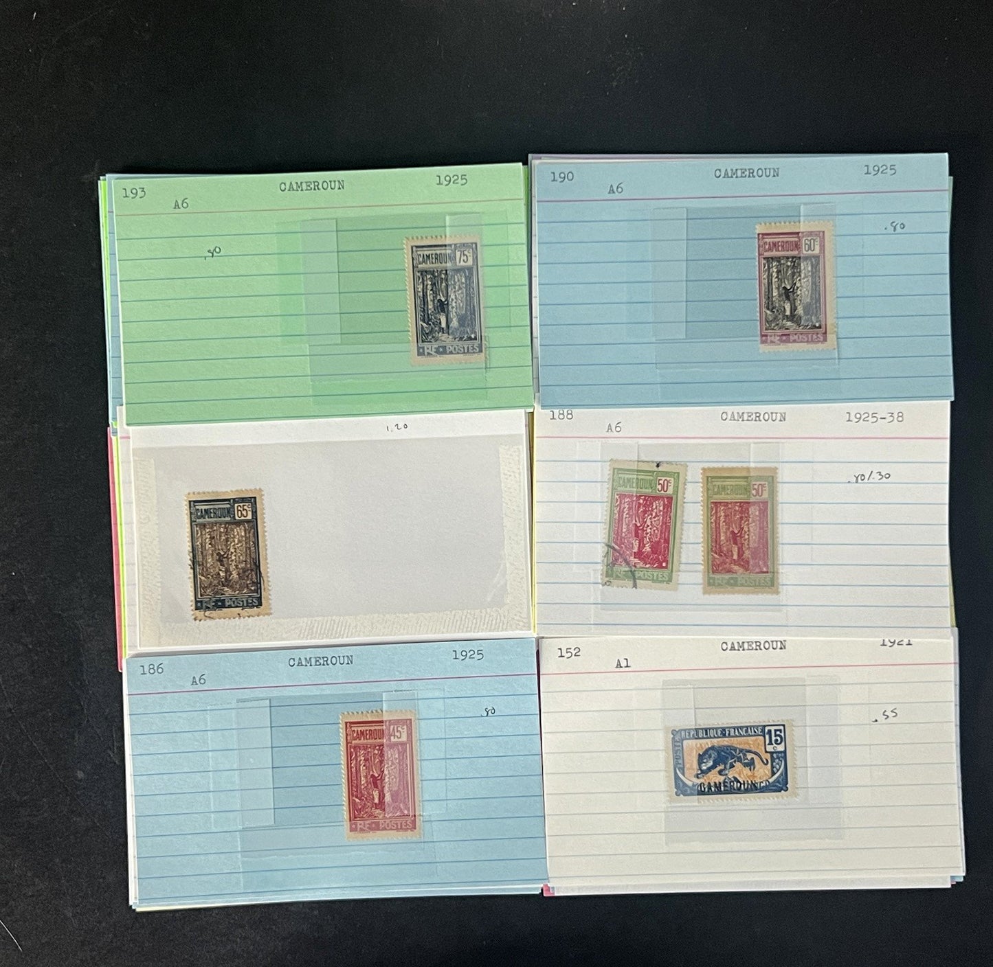 Cameroun Stamp Collection Dealer Cards $188 CV Mint & Used ZAYIX