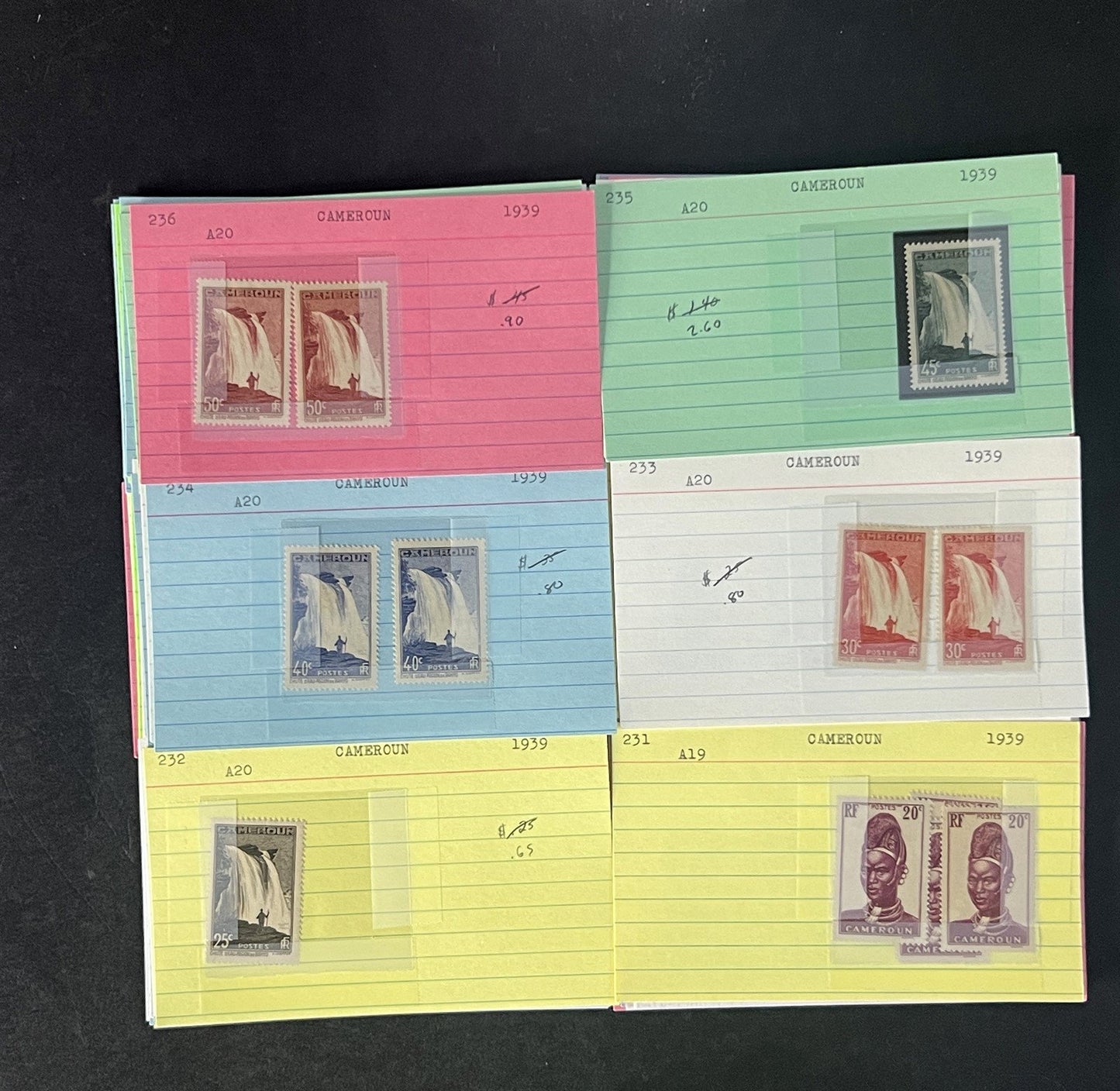 Cameroun Stamp Collection Dealer Cards $188 CV Mint & Used ZAYIX
