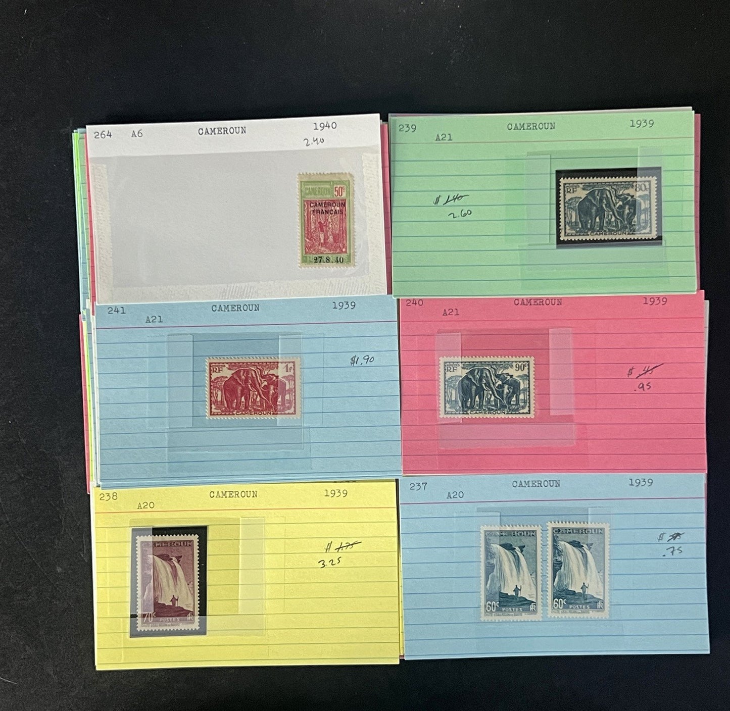 Cameroun Stamp Collection Dealer Cards $188 CV Mint & Used ZAYIX