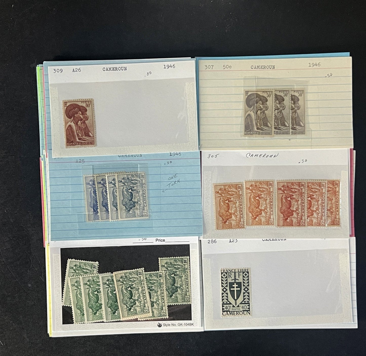 Cameroun Stamp Collection Dealer Cards $188 CV Mint & Used ZAYIX