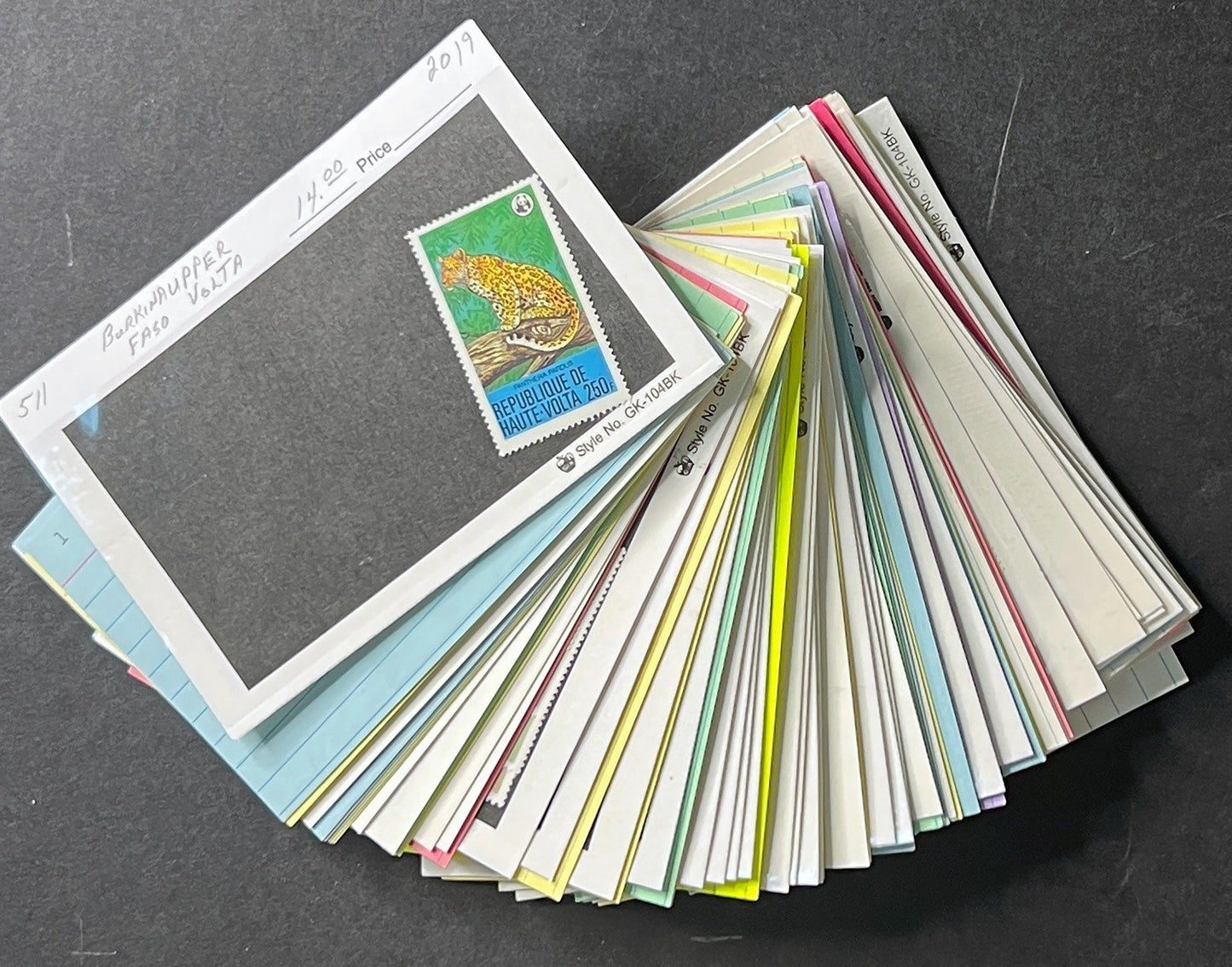 Burkina Faso Stamp Collection Dealer Cards $104 CV Mint & Used ZAYIX