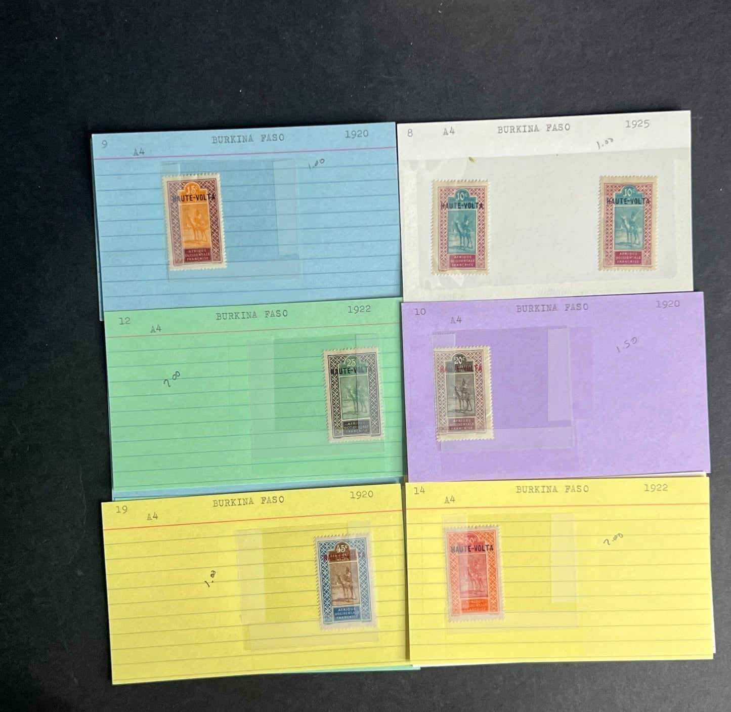 Burkina Faso Stamp Collection Dealer Cards $104 CV Mint & Used ZAYIX