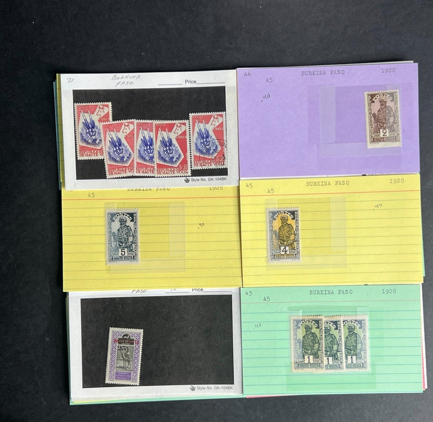 Burkina Faso Stamp Collection Dealer Cards $104 CV Mint & Used ZAYIX