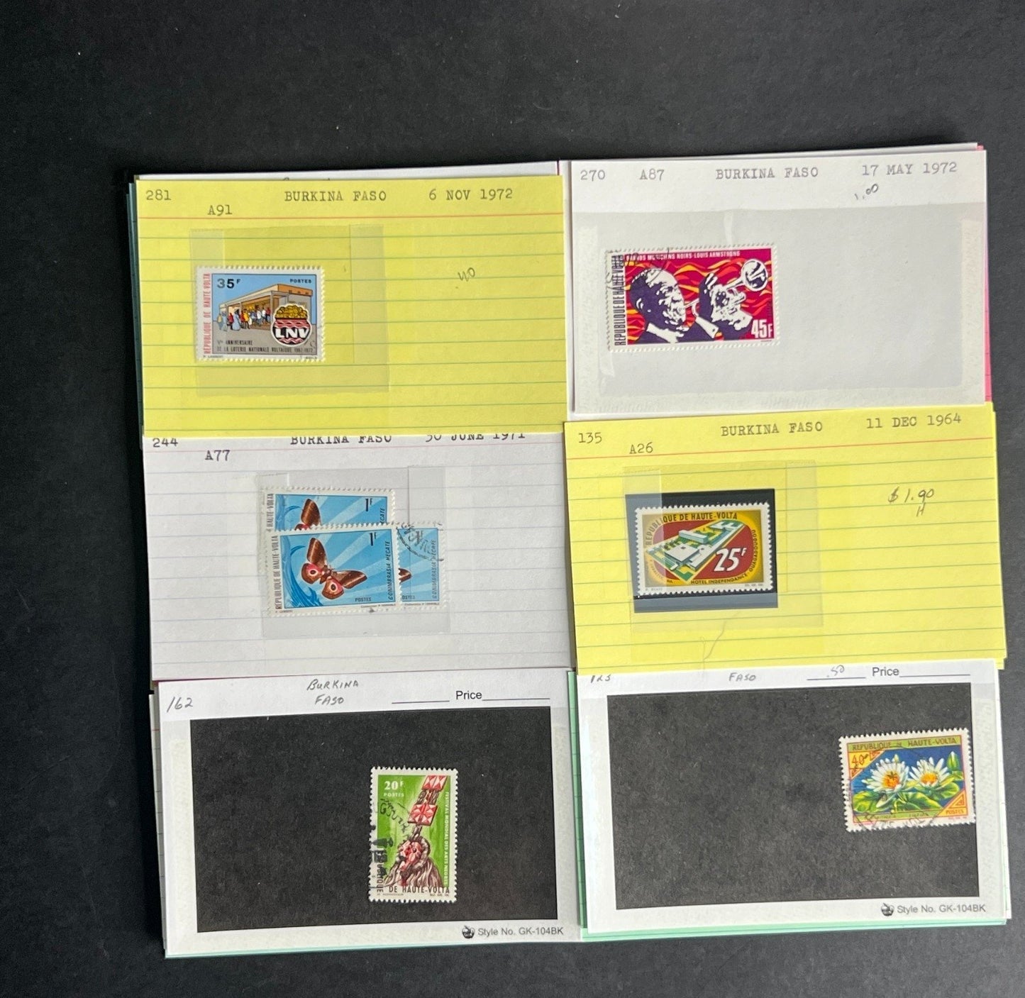 Burkina Faso Stamp Collection Dealer Cards $104 CV Mint & Used ZAYIX