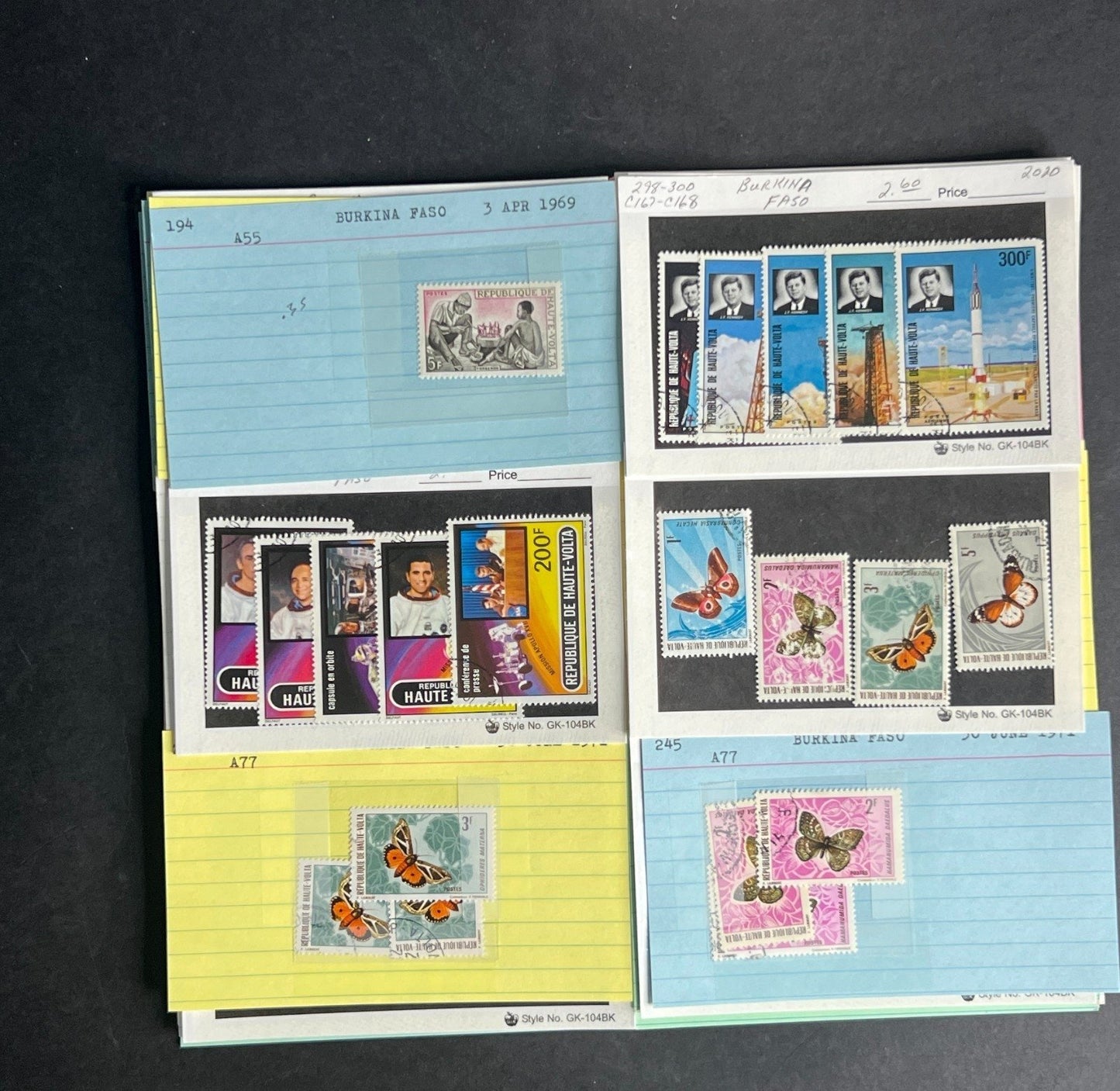 Burkina Faso Stamp Collection Dealer Cards $104 CV Mint & Used ZAYIX