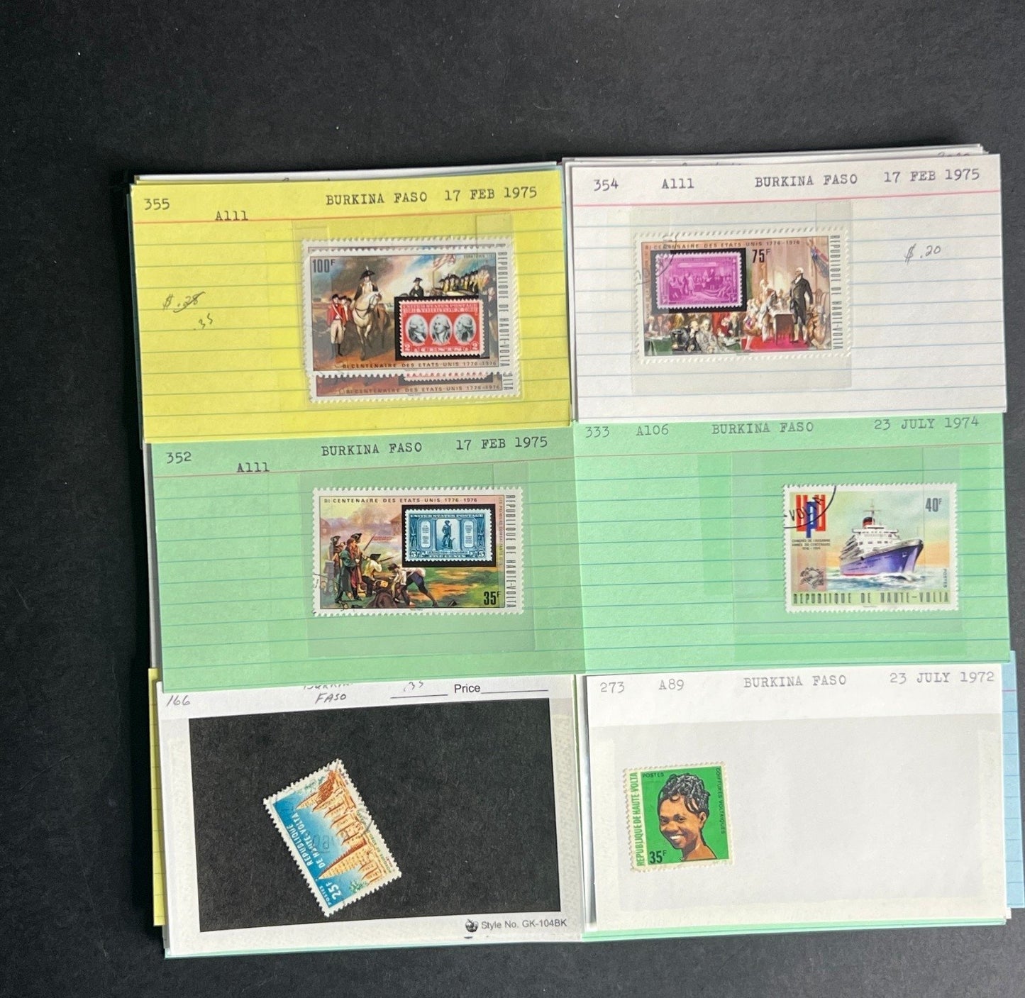 Burkina Faso Stamp Collection Dealer Cards $104 CV Mint & Used ZAYIX
