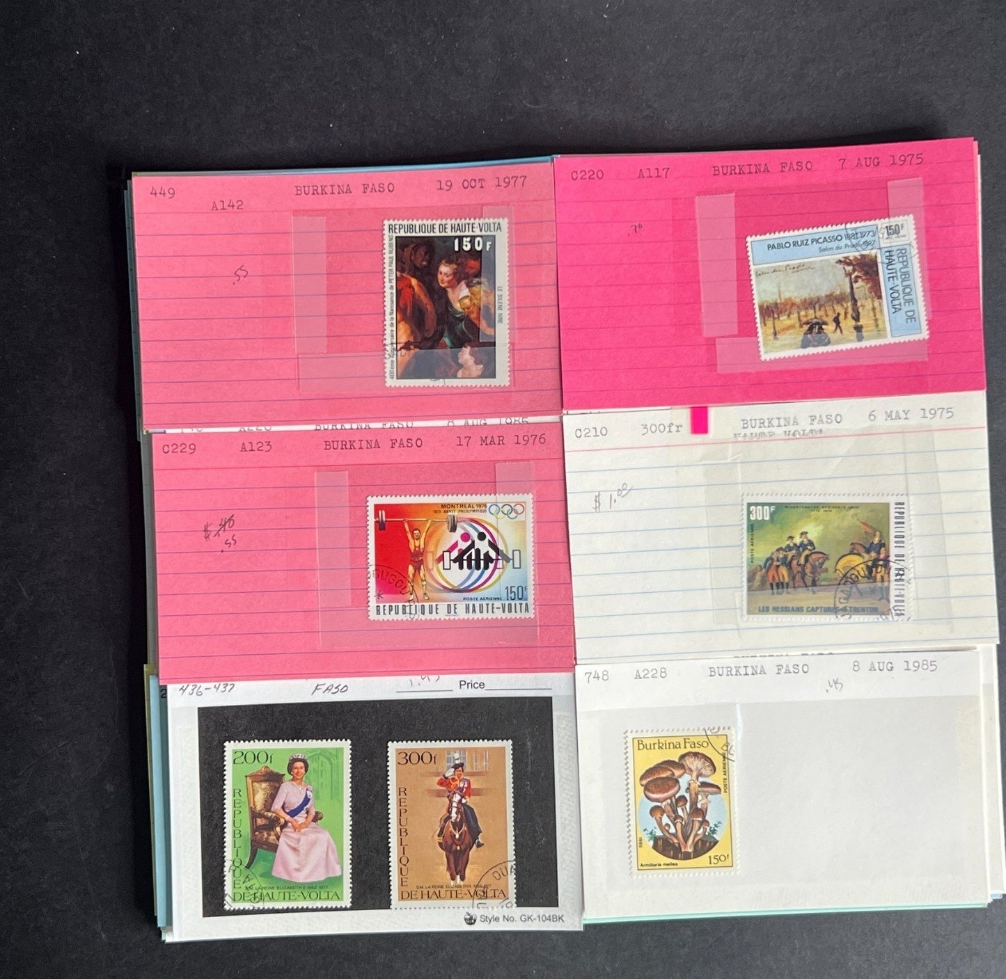Burkina Faso Stamp Collection Dealer Cards $104 CV Mint & Used ZAYIX
