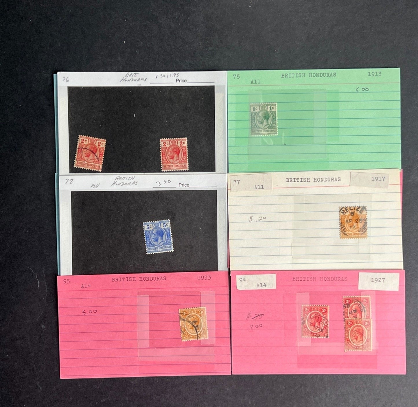 British Honduras Stamp Collection Dealer Cards $141 CV Mint & Used ZAYIX