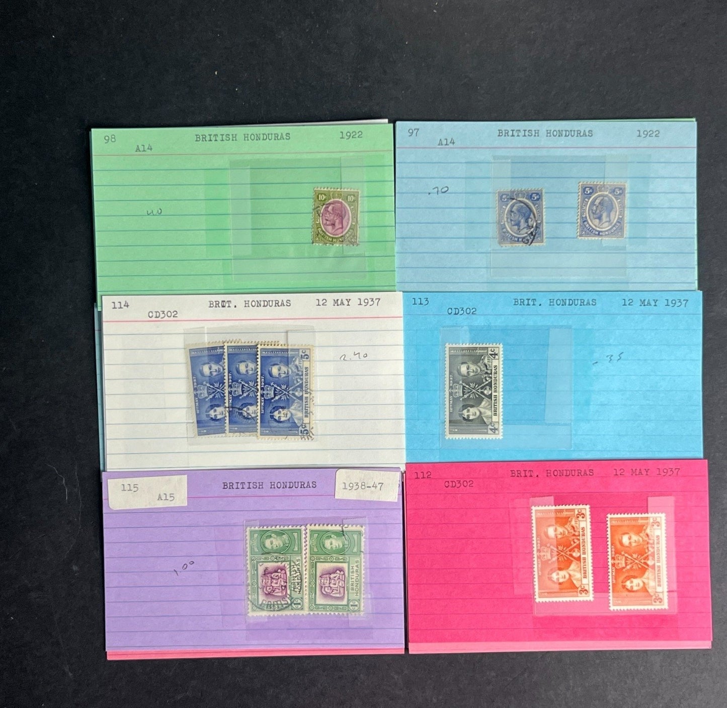British Honduras Stamp Collection Dealer Cards $141 CV Mint & Used ZAYIX