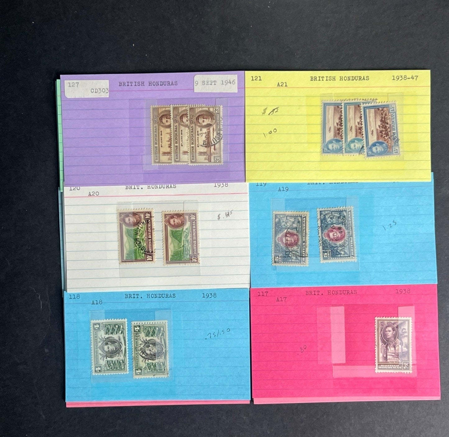 British Honduras Stamp Collection Dealer Cards $141 CV Mint & Used ZAYIX
