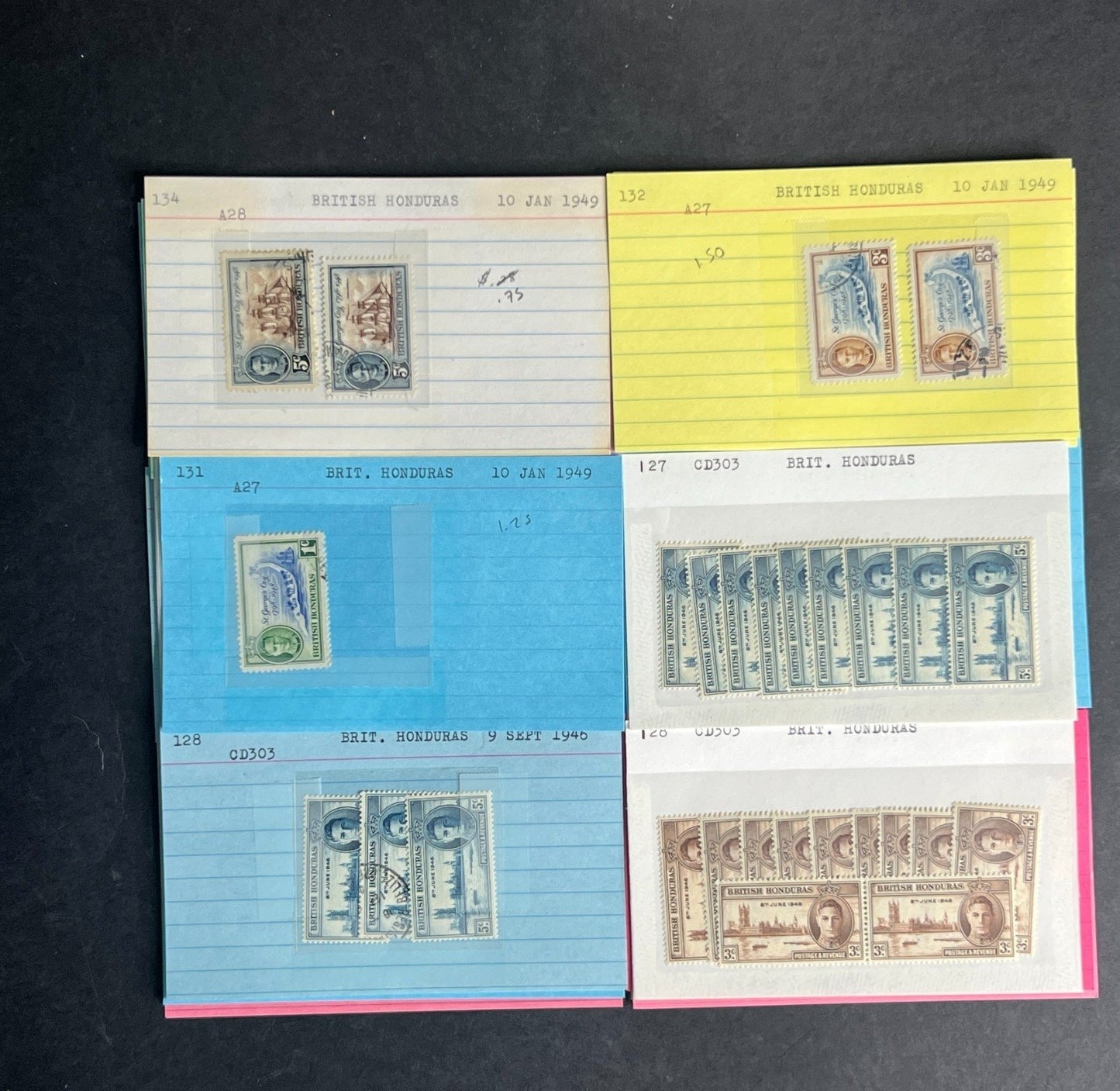 British Honduras Stamp Collection Dealer Cards $141 CV Mint & Used ZAYIX