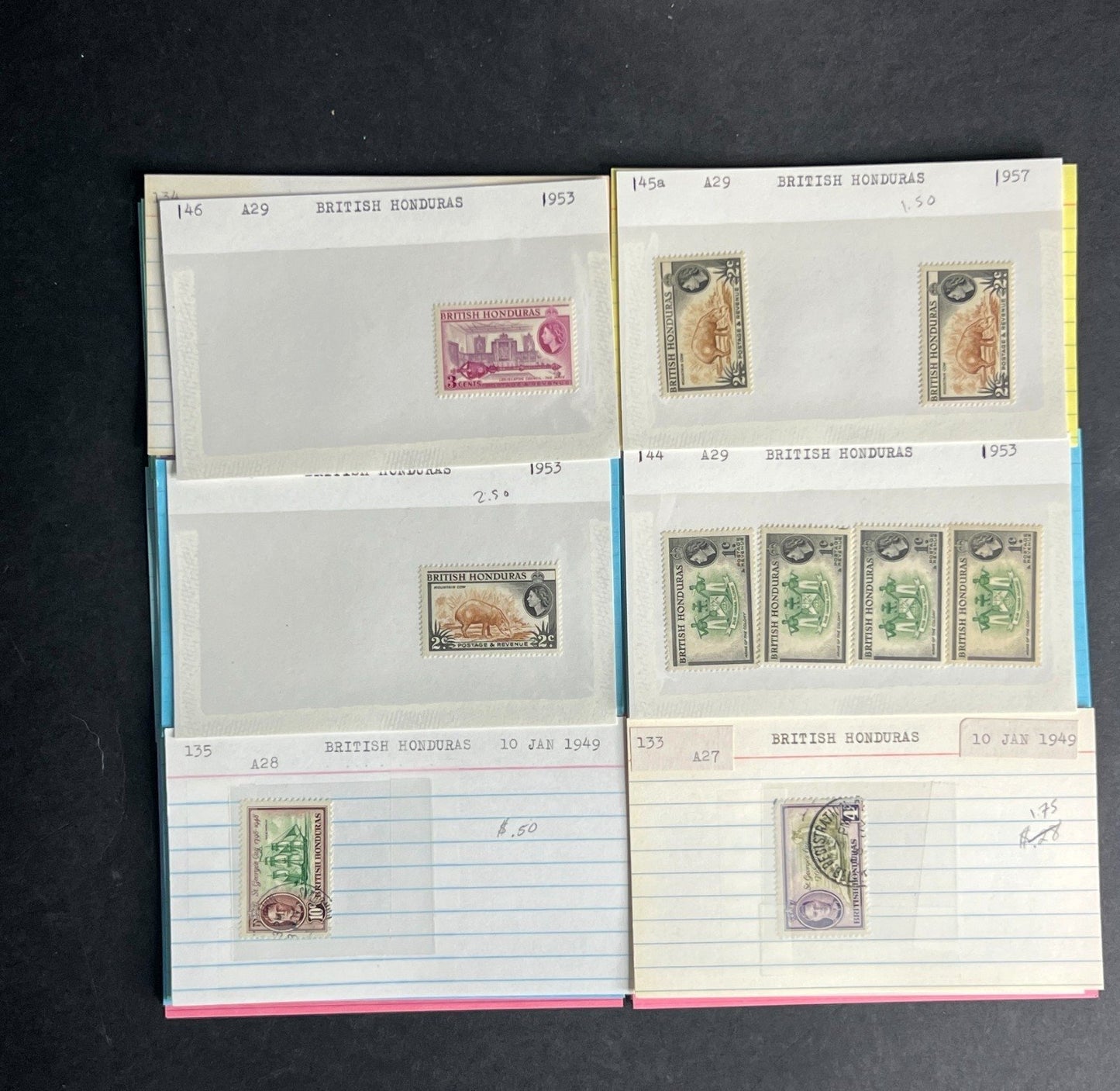 British Honduras Stamp Collection Dealer Cards $141 CV Mint & Used ZAYIX