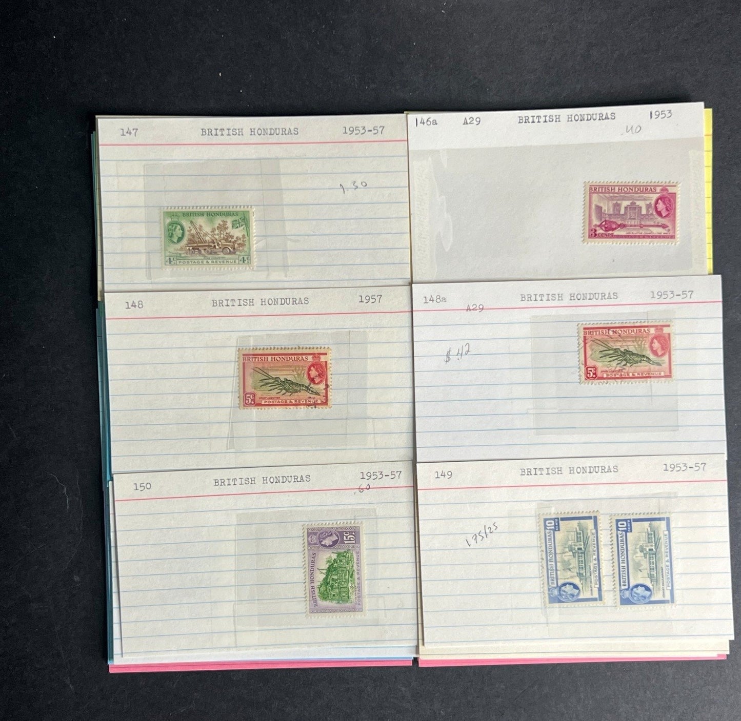 British Honduras Stamp Collection Dealer Cards $141 CV Mint & Used ZAYIX